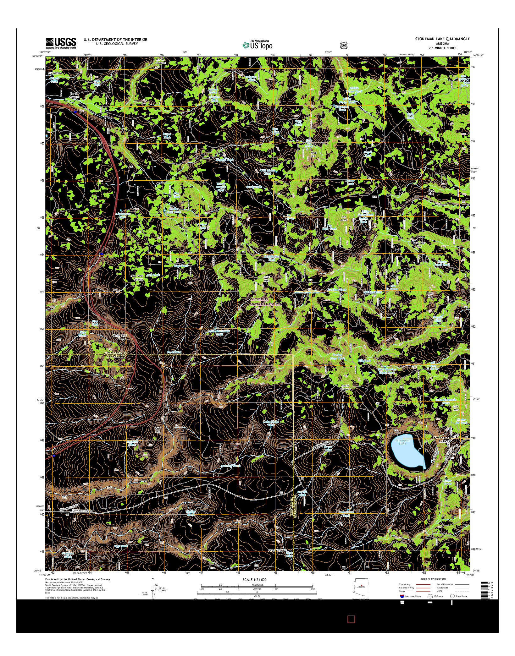 USGS US TOPO 7.5-MINUTE MAP FOR STONEMAN LAKE, AZ 2014