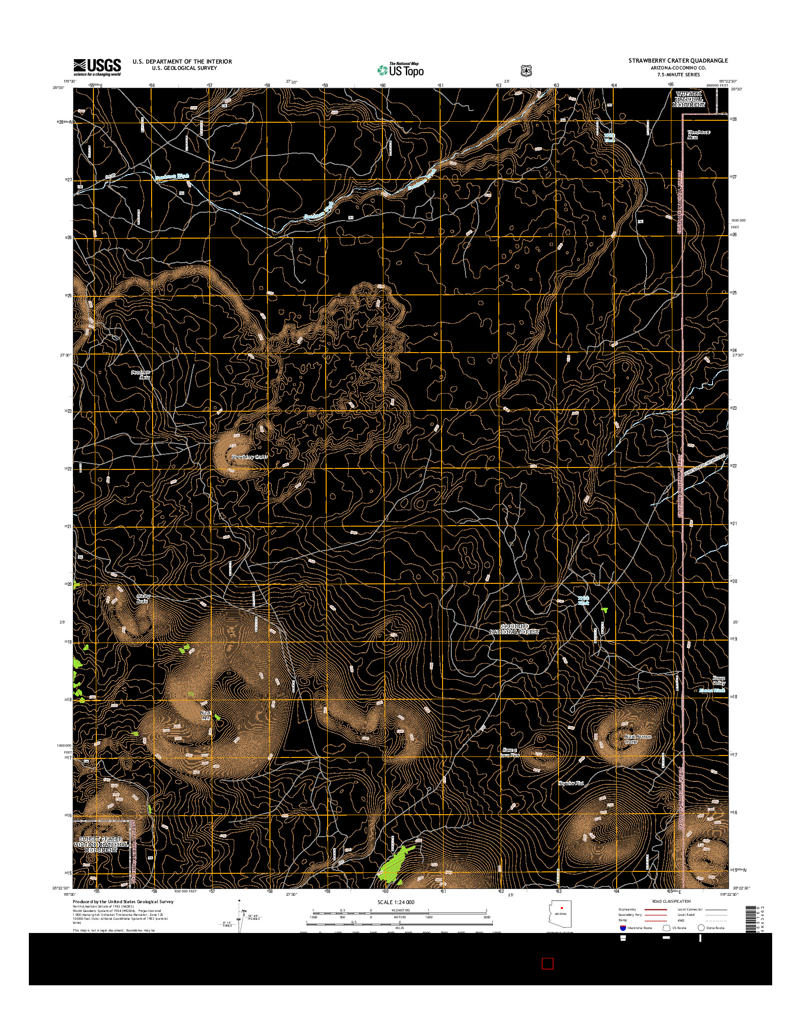 USGS US TOPO 7.5-MINUTE MAP FOR STRAWBERRY CRATER, AZ 2014