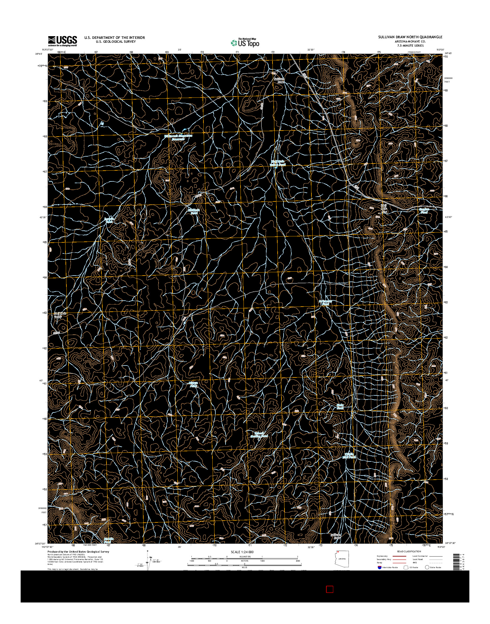 USGS US TOPO 7.5-MINUTE MAP FOR SULLIVAN DRAW NORTH, AZ 2014