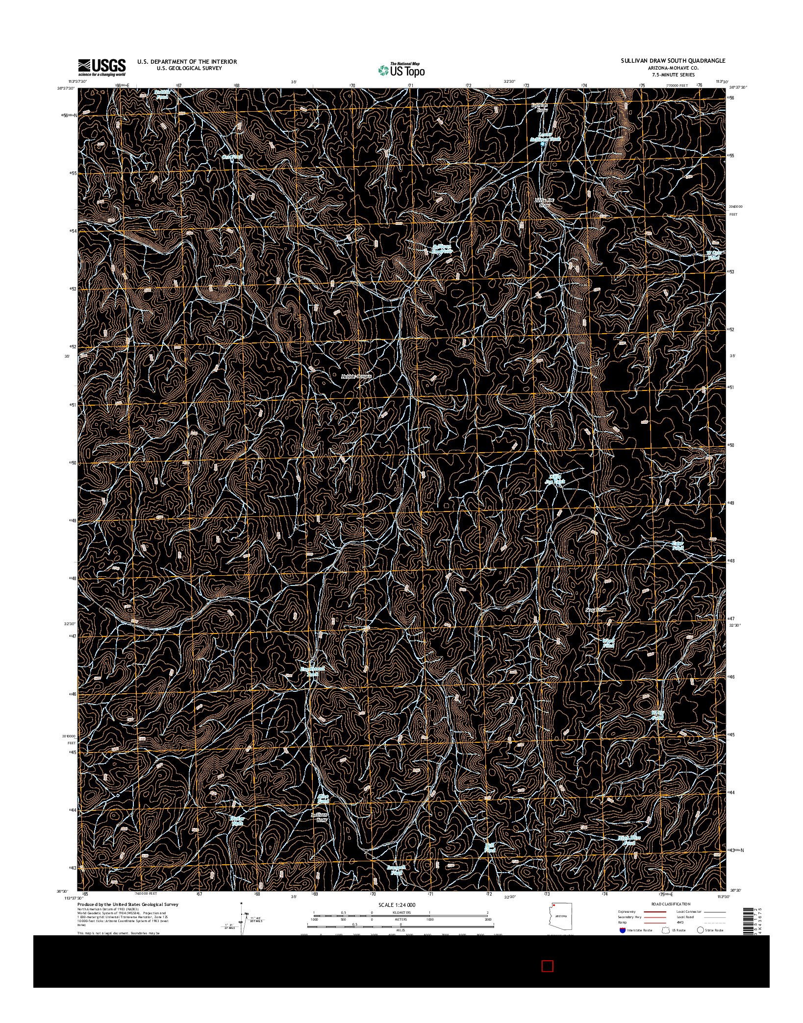 USGS US TOPO 7.5-MINUTE MAP FOR SULLIVAN DRAW SOUTH, AZ 2014