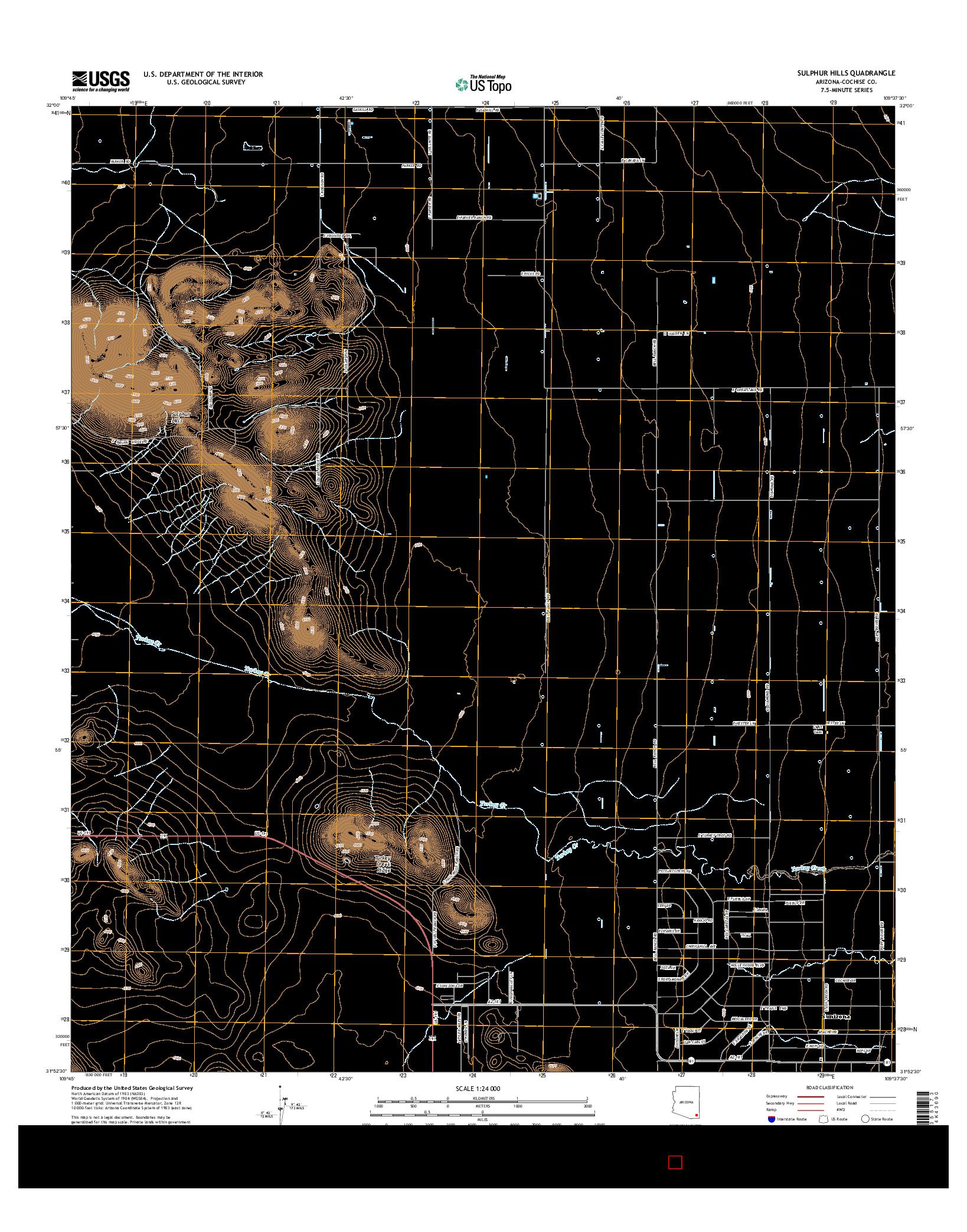 USGS US TOPO 7.5-MINUTE MAP FOR SULPHUR HILLS, AZ 2014
