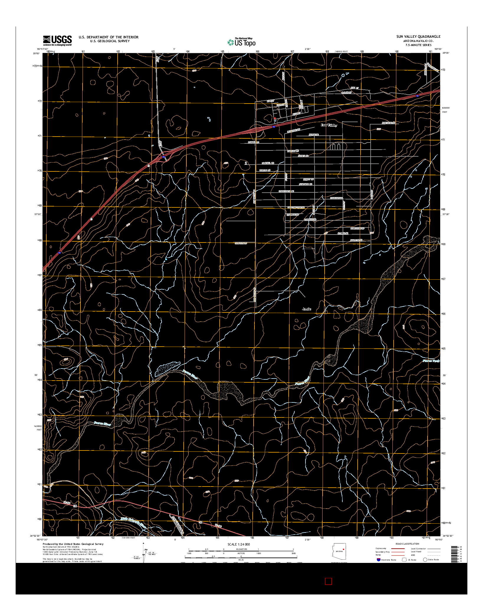USGS US TOPO 7.5-MINUTE MAP FOR SUN VALLEY, AZ 2014