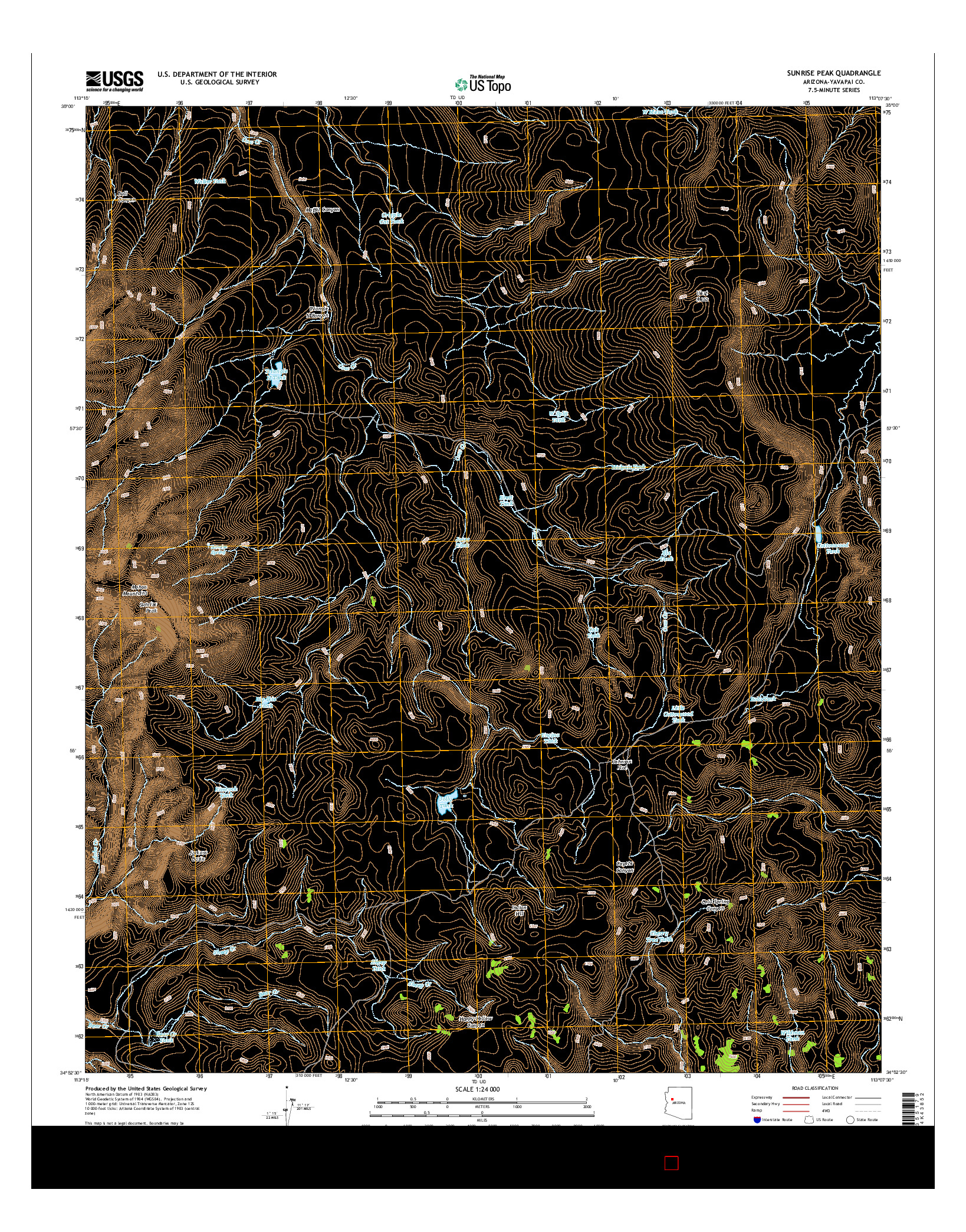 USGS US TOPO 7.5-MINUTE MAP FOR SUNRISE PEAK, AZ 2014