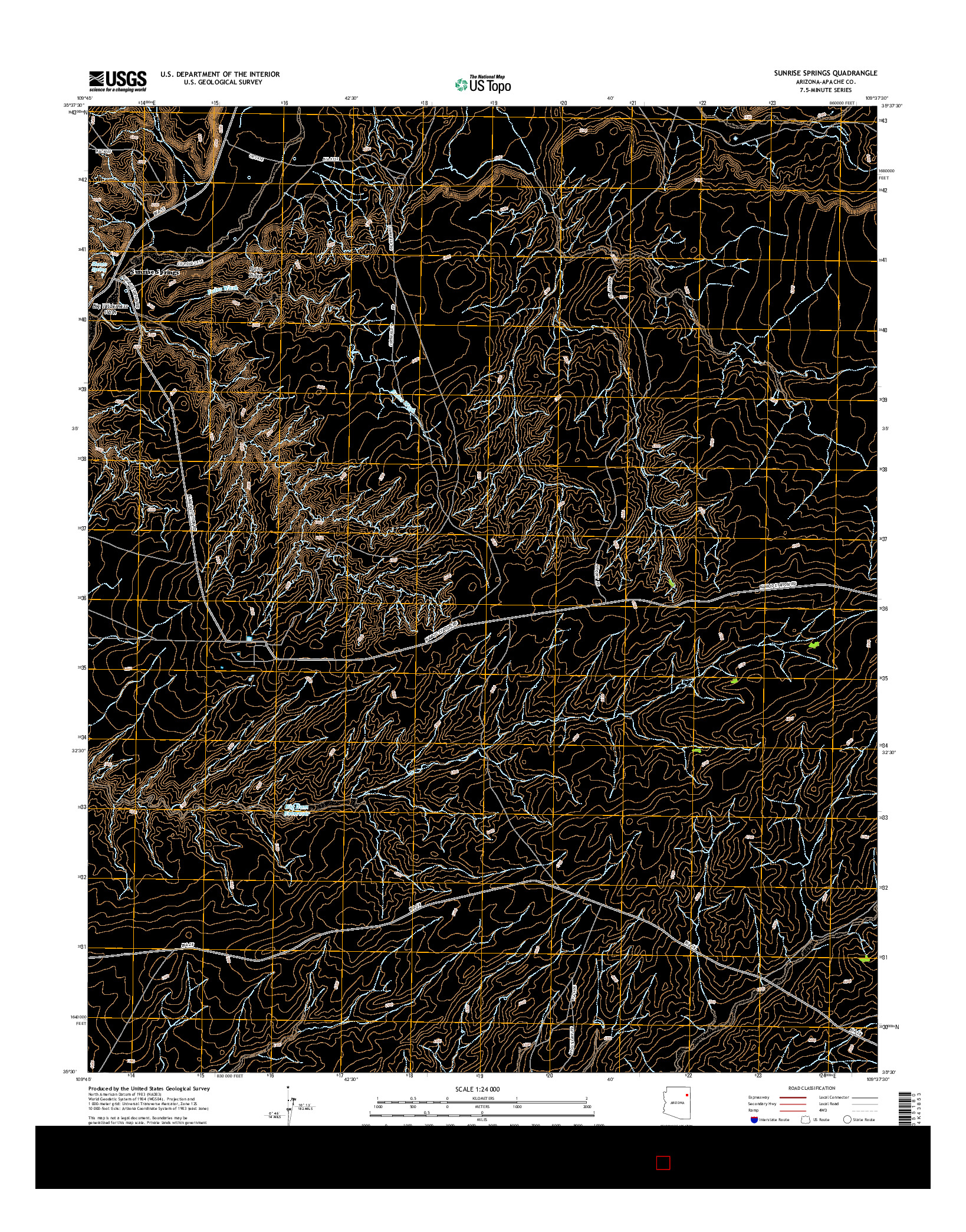 USGS US TOPO 7.5-MINUTE MAP FOR SUNRISE SPRINGS, AZ 2014