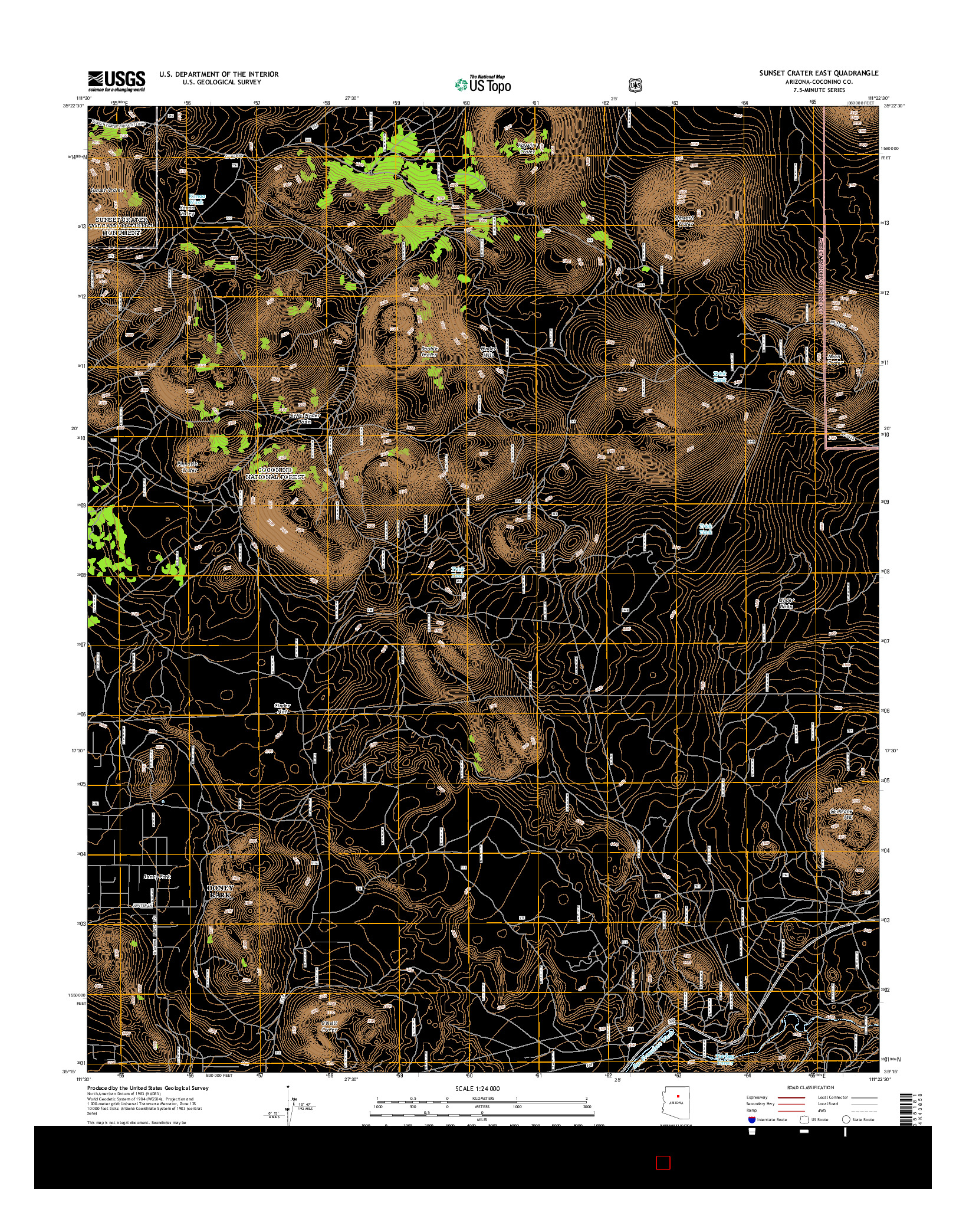 USGS US TOPO 7.5-MINUTE MAP FOR SUNSET CRATER EAST, AZ 2014