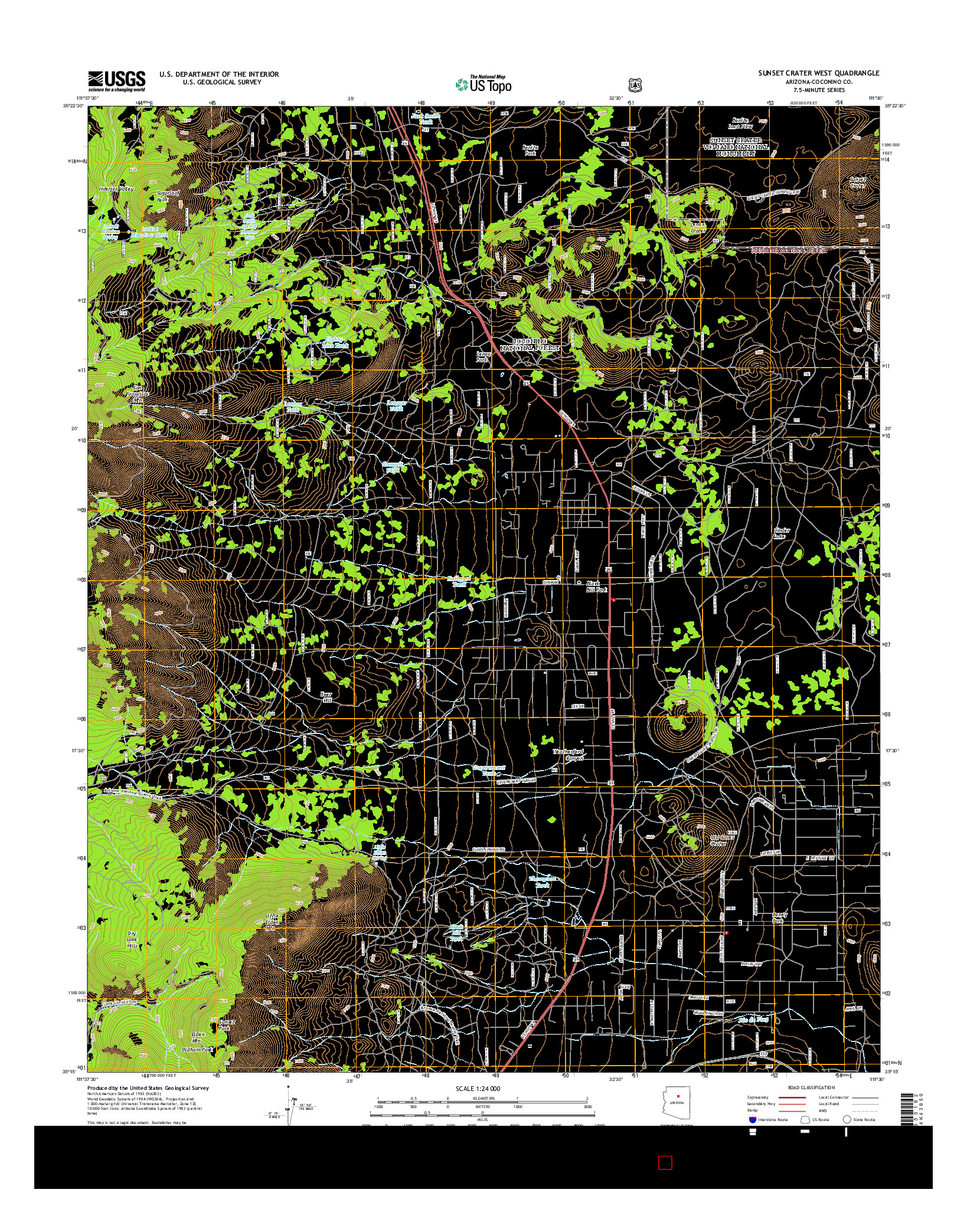 USGS US TOPO 7.5-MINUTE MAP FOR SUNSET CRATER WEST, AZ 2014