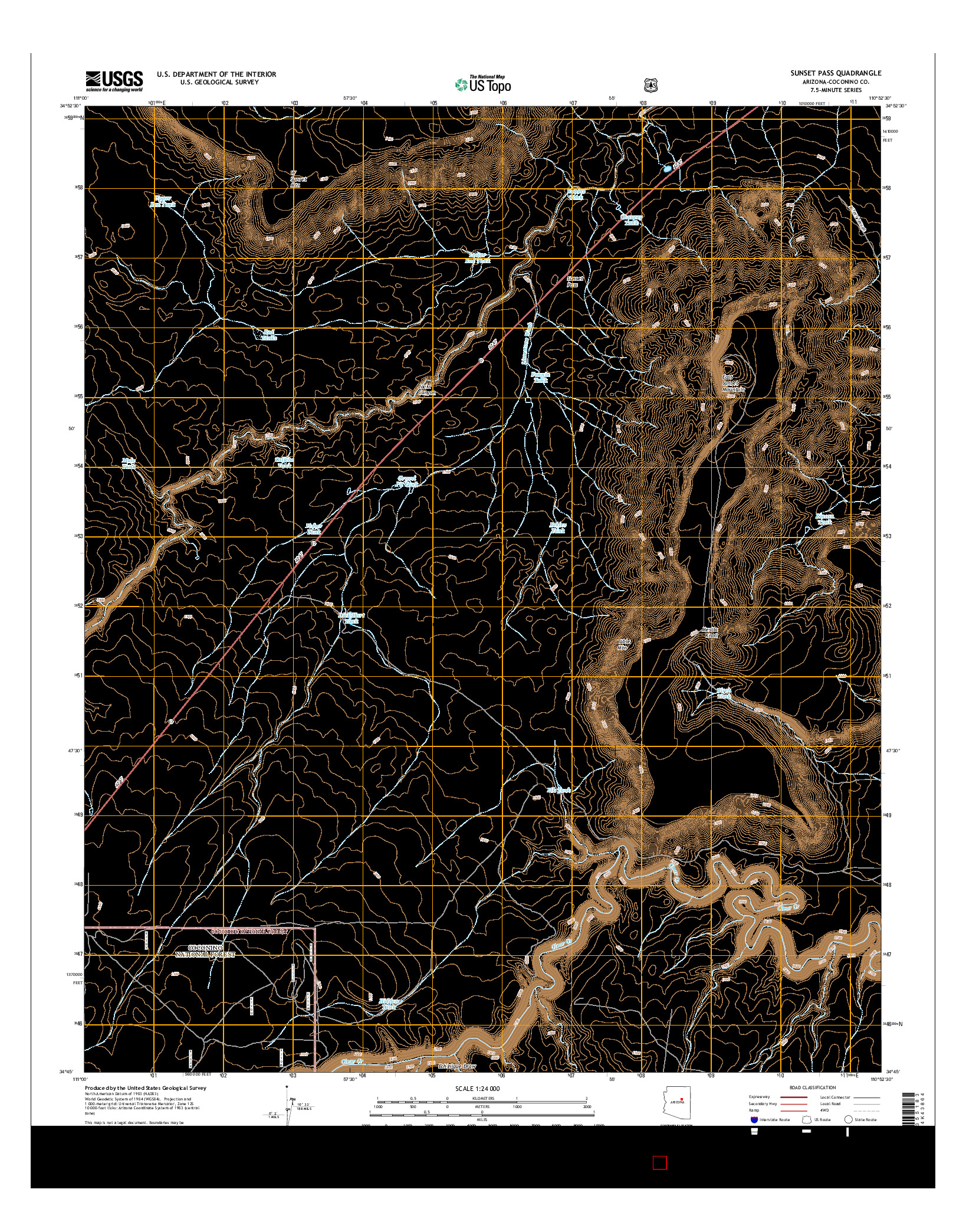 USGS US TOPO 7.5-MINUTE MAP FOR SUNSET PASS, AZ 2014