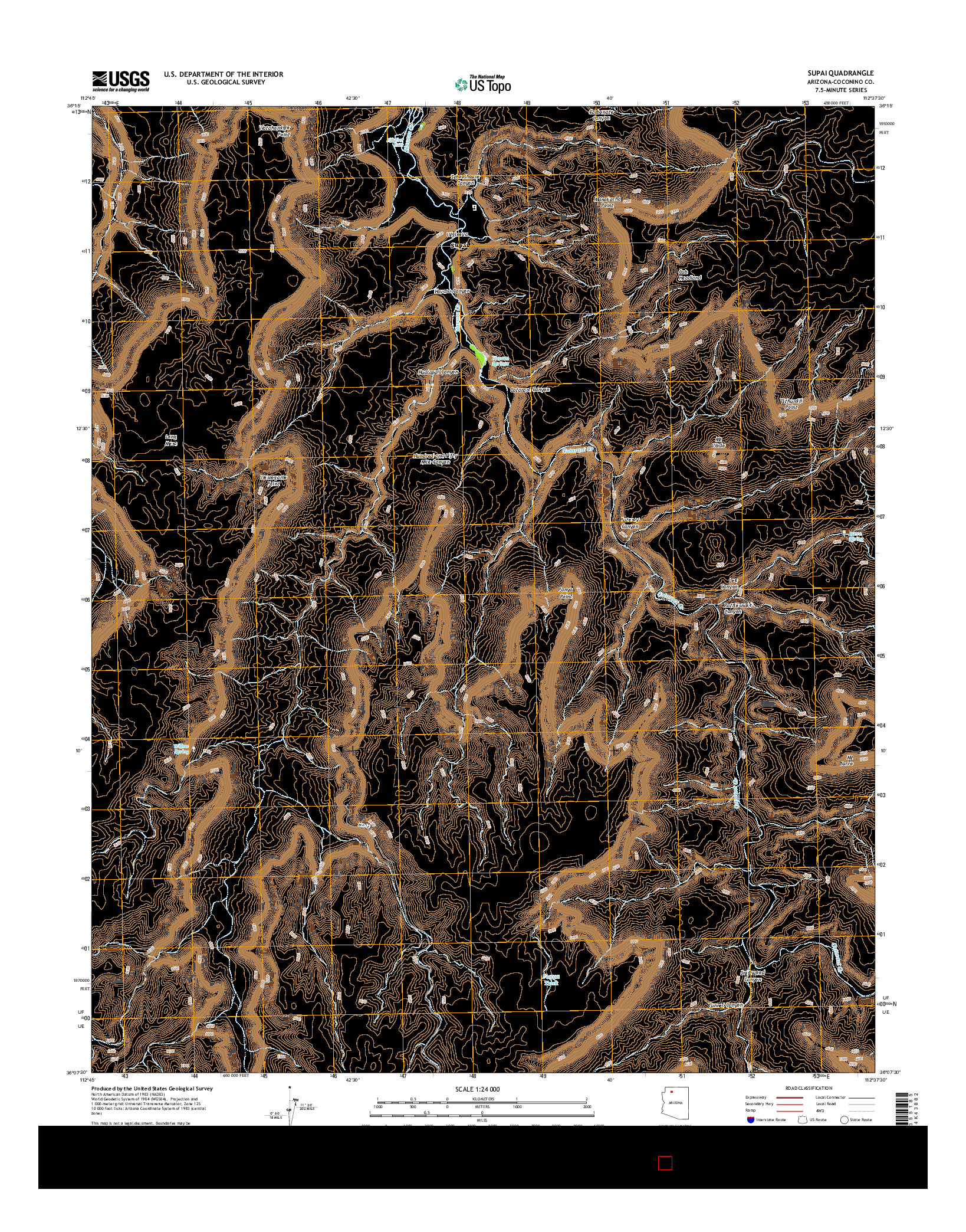 USGS US TOPO 7.5-MINUTE MAP FOR SUPAI, AZ 2014