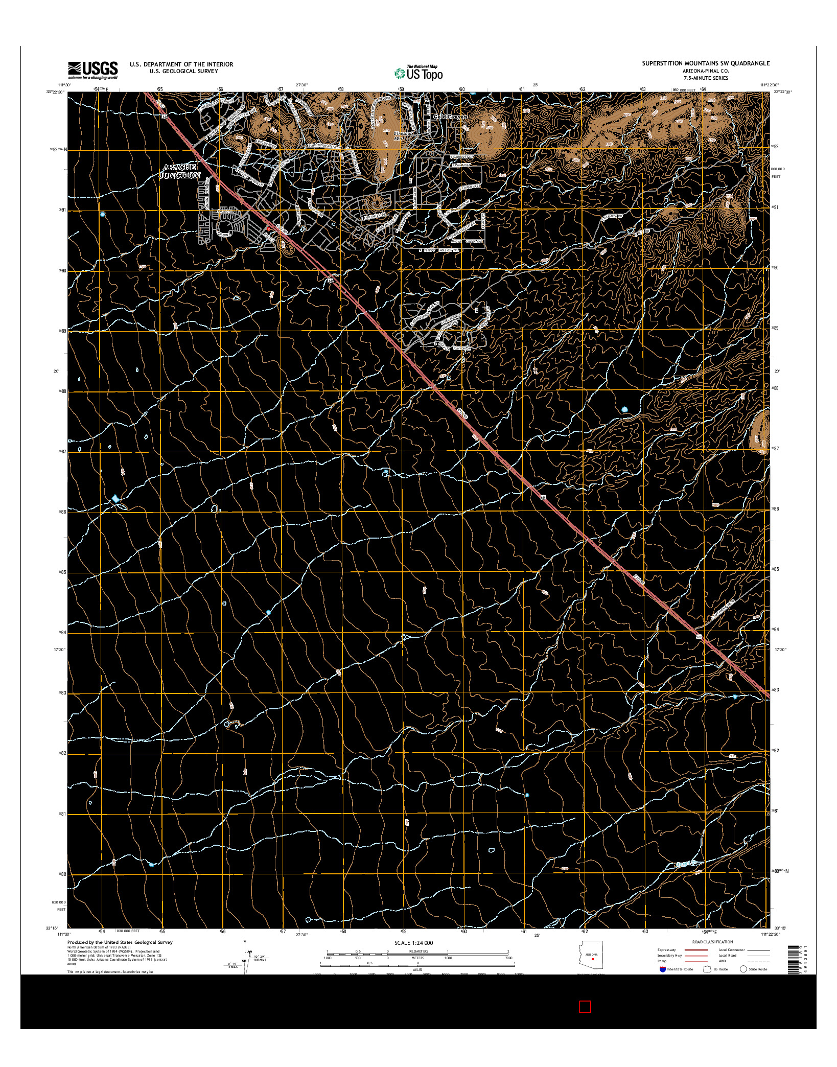 USGS US TOPO 7.5-MINUTE MAP FOR SUPERSTITION MOUNTAINS SW, AZ 2014