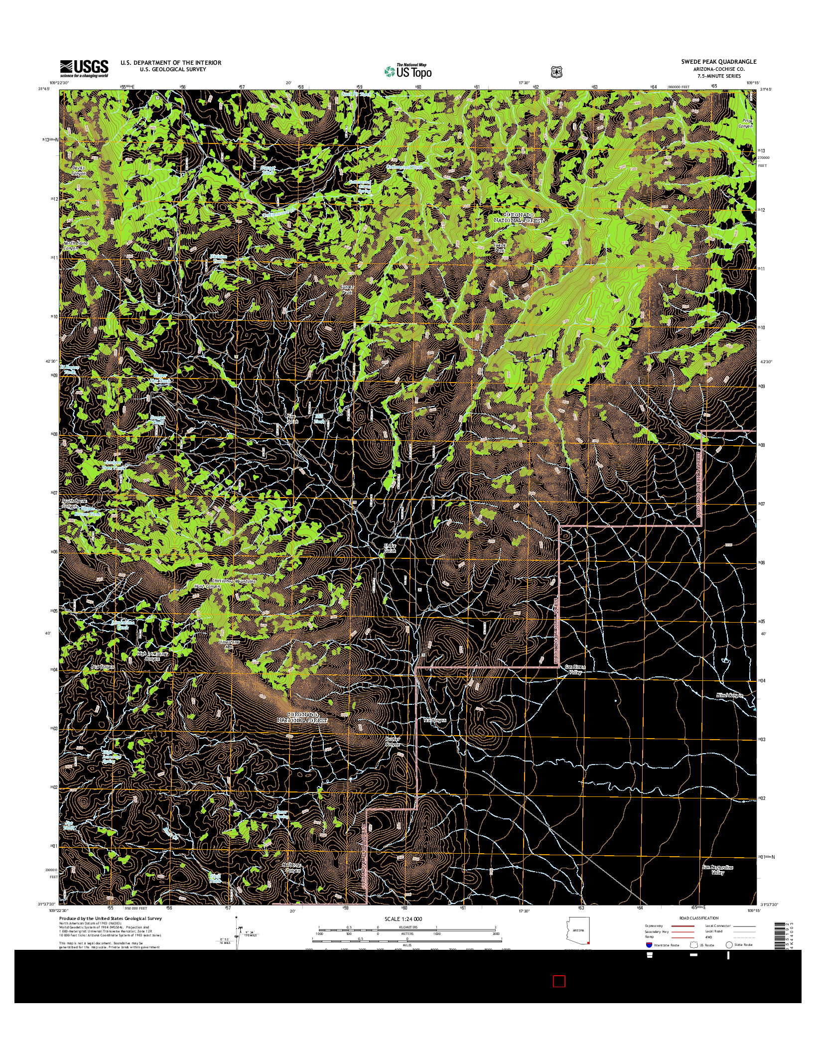 USGS US TOPO 7.5-MINUTE MAP FOR SWEDE PEAK, AZ 2014