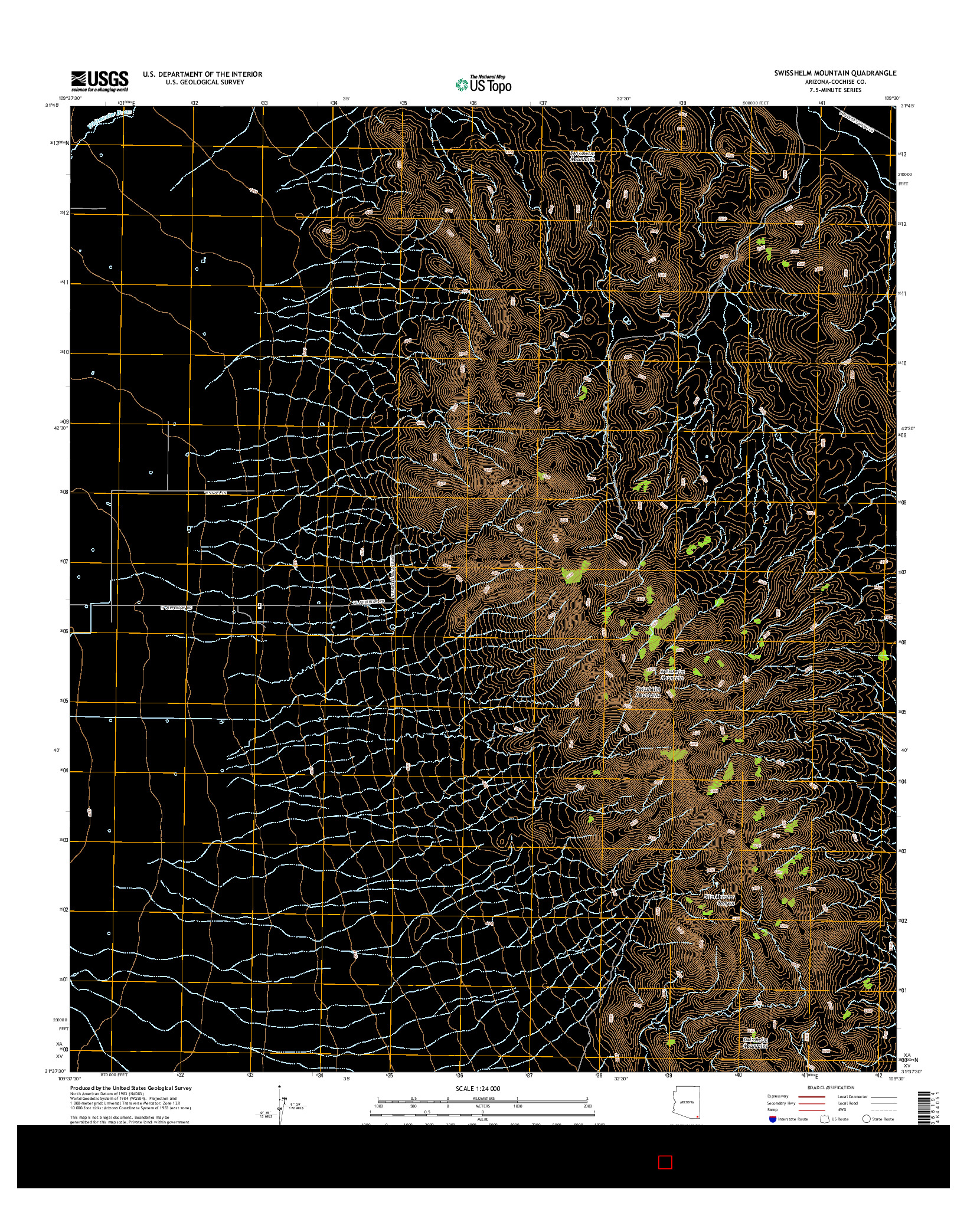 USGS US TOPO 7.5-MINUTE MAP FOR SWISSHELM MOUNTAIN, AZ 2014