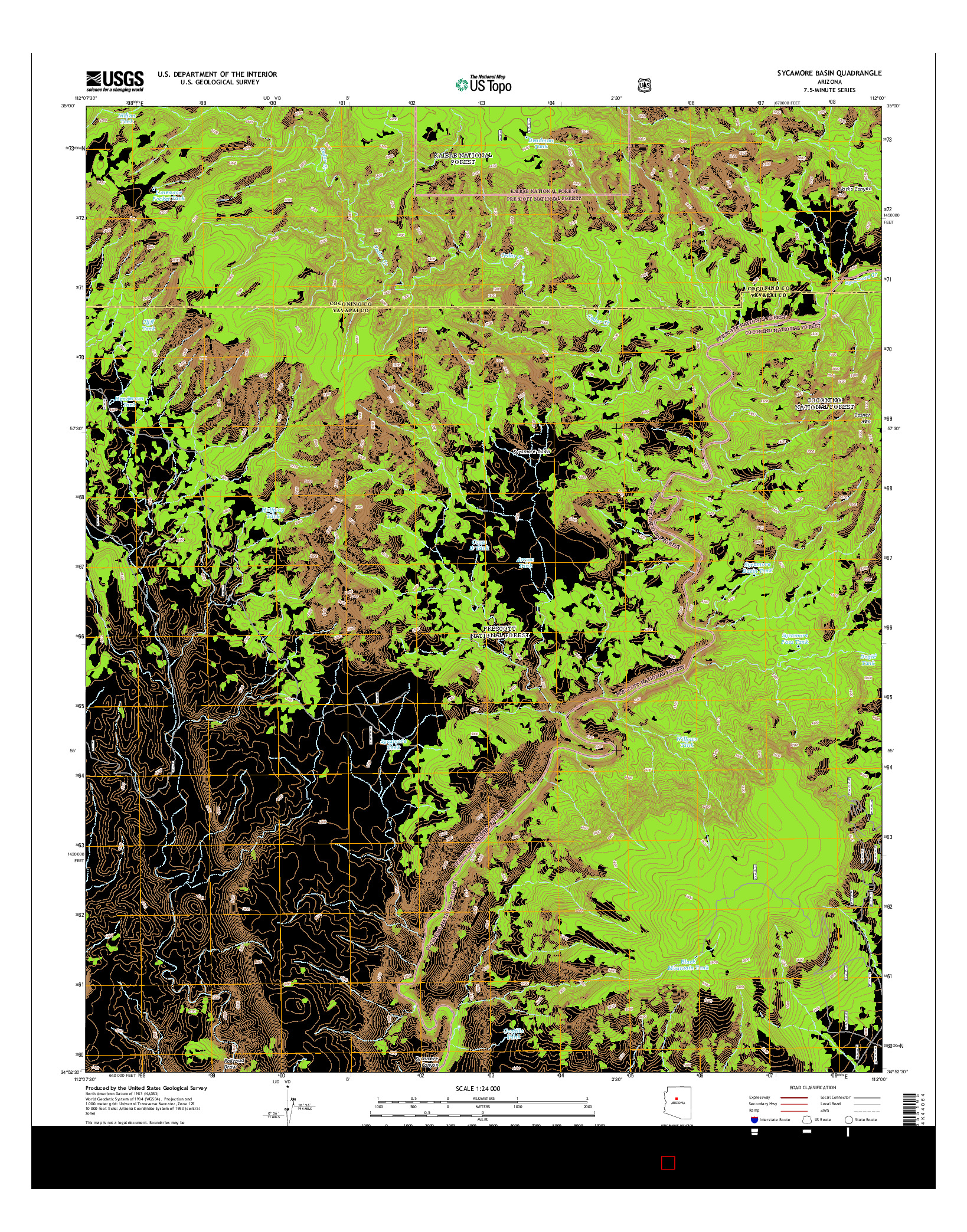 USGS US TOPO 7.5-MINUTE MAP FOR SYCAMORE BASIN, AZ 2014