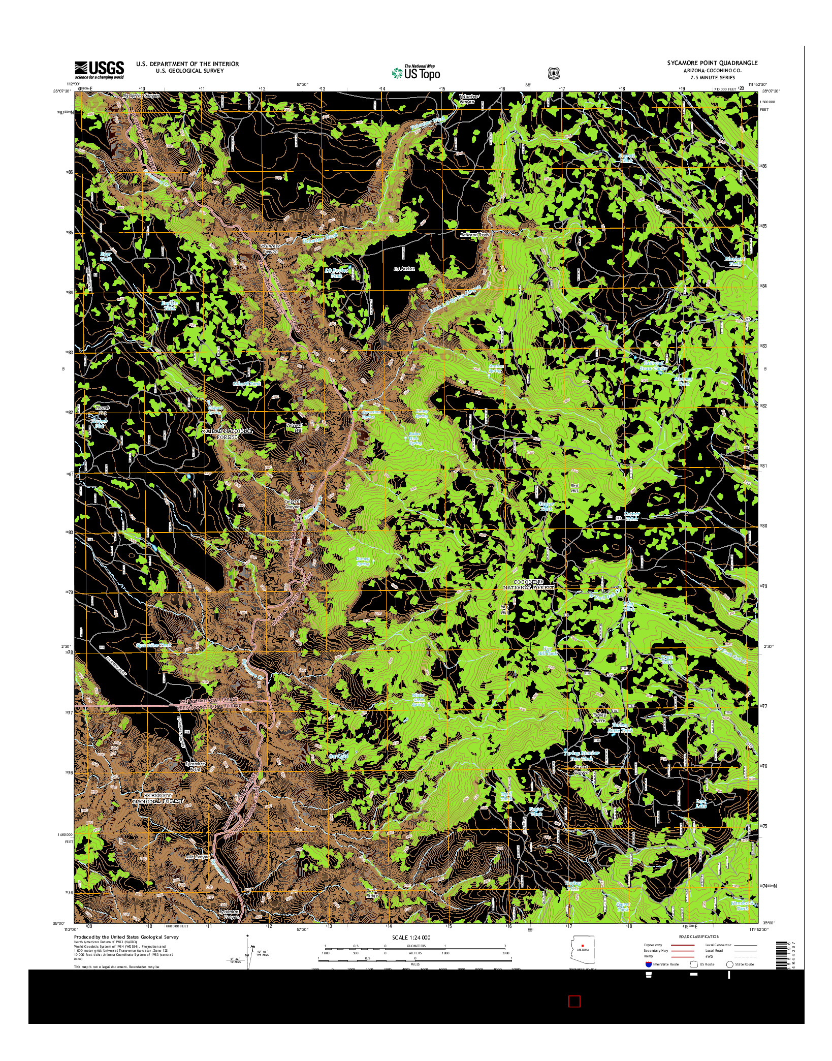 USGS US TOPO 7.5-MINUTE MAP FOR SYCAMORE POINT, AZ 2014