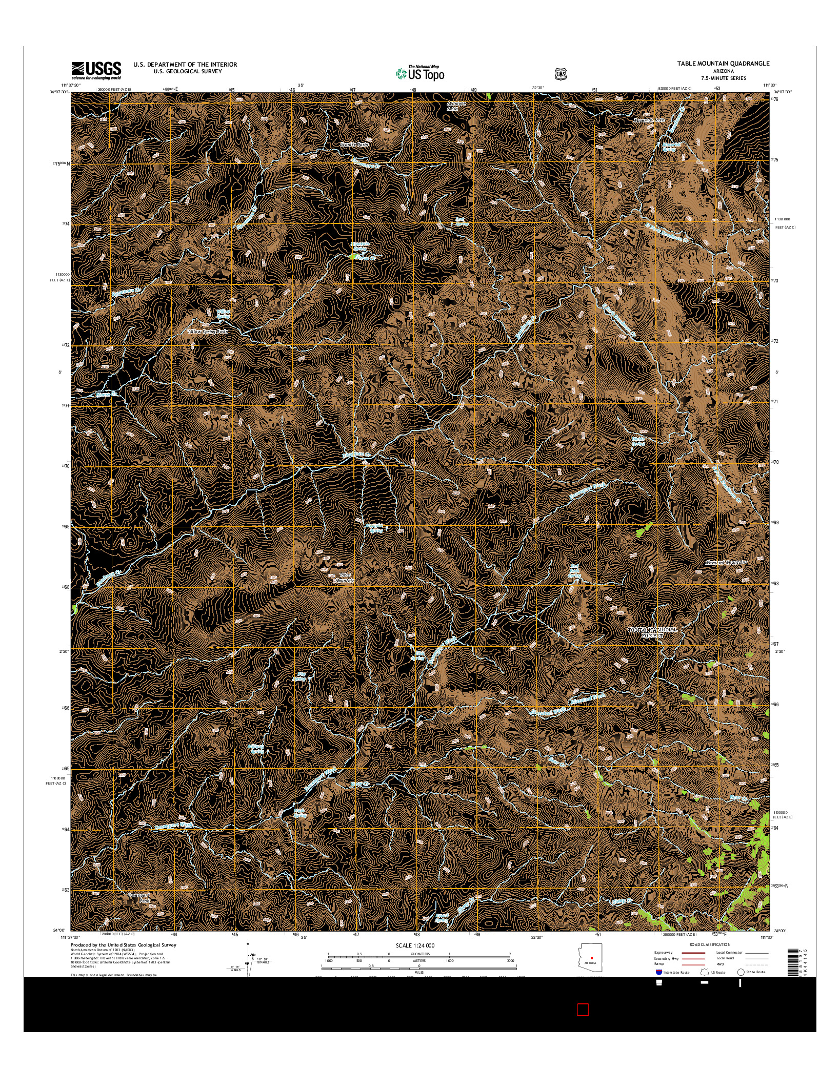 USGS US TOPO 7.5-MINUTE MAP FOR TABLE MOUNTAIN, AZ 2014