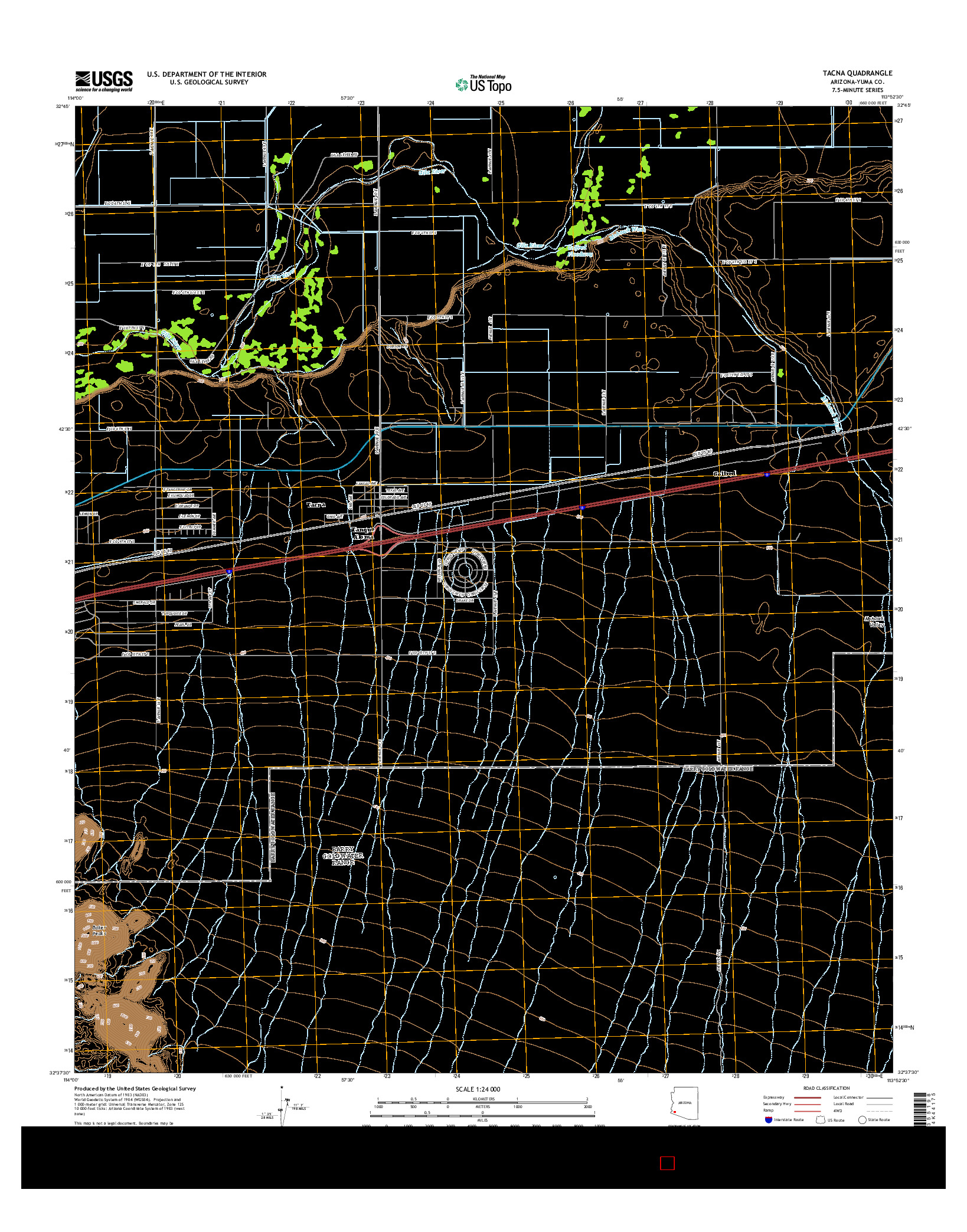 USGS US TOPO 7.5-MINUTE MAP FOR TACNA, AZ 2014
