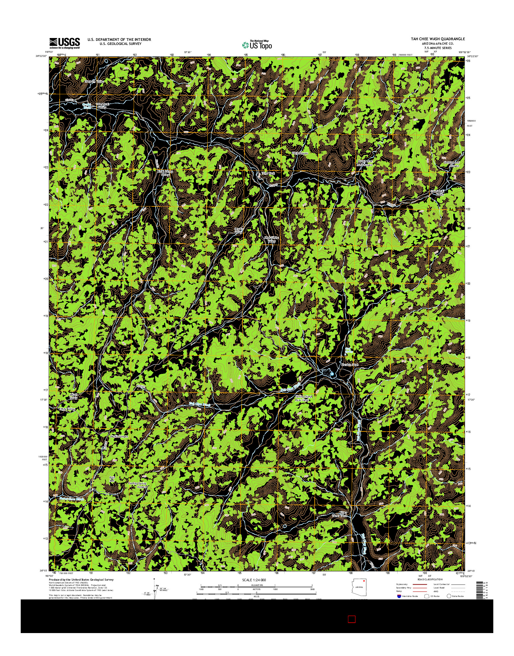 USGS US TOPO 7.5-MINUTE MAP FOR TAH CHEE WASH, AZ 2014