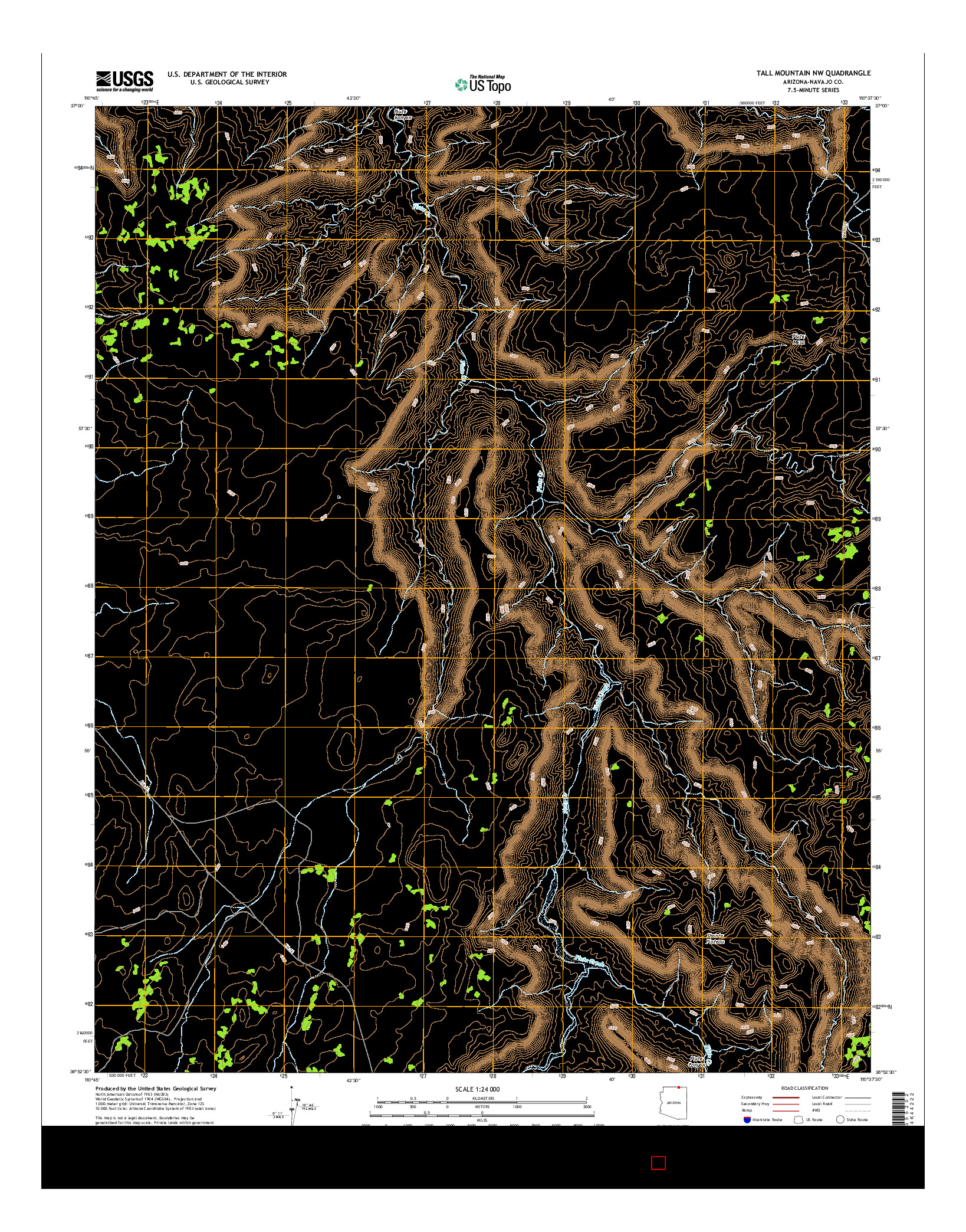 USGS US TOPO 7.5-MINUTE MAP FOR TALL MOUNTAIN NW, AZ 2014