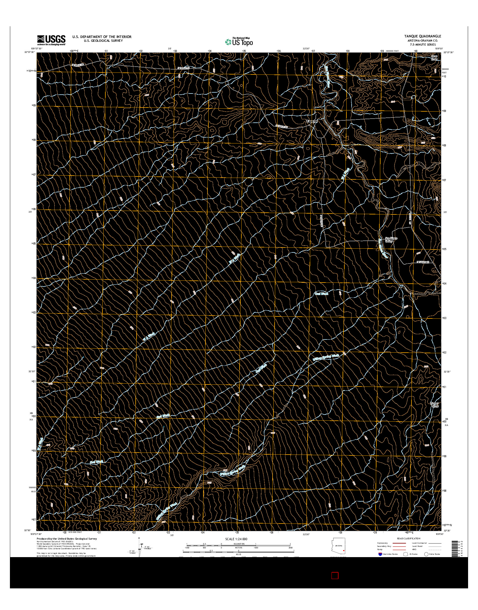 USGS US TOPO 7.5-MINUTE MAP FOR TANQUE, AZ 2014