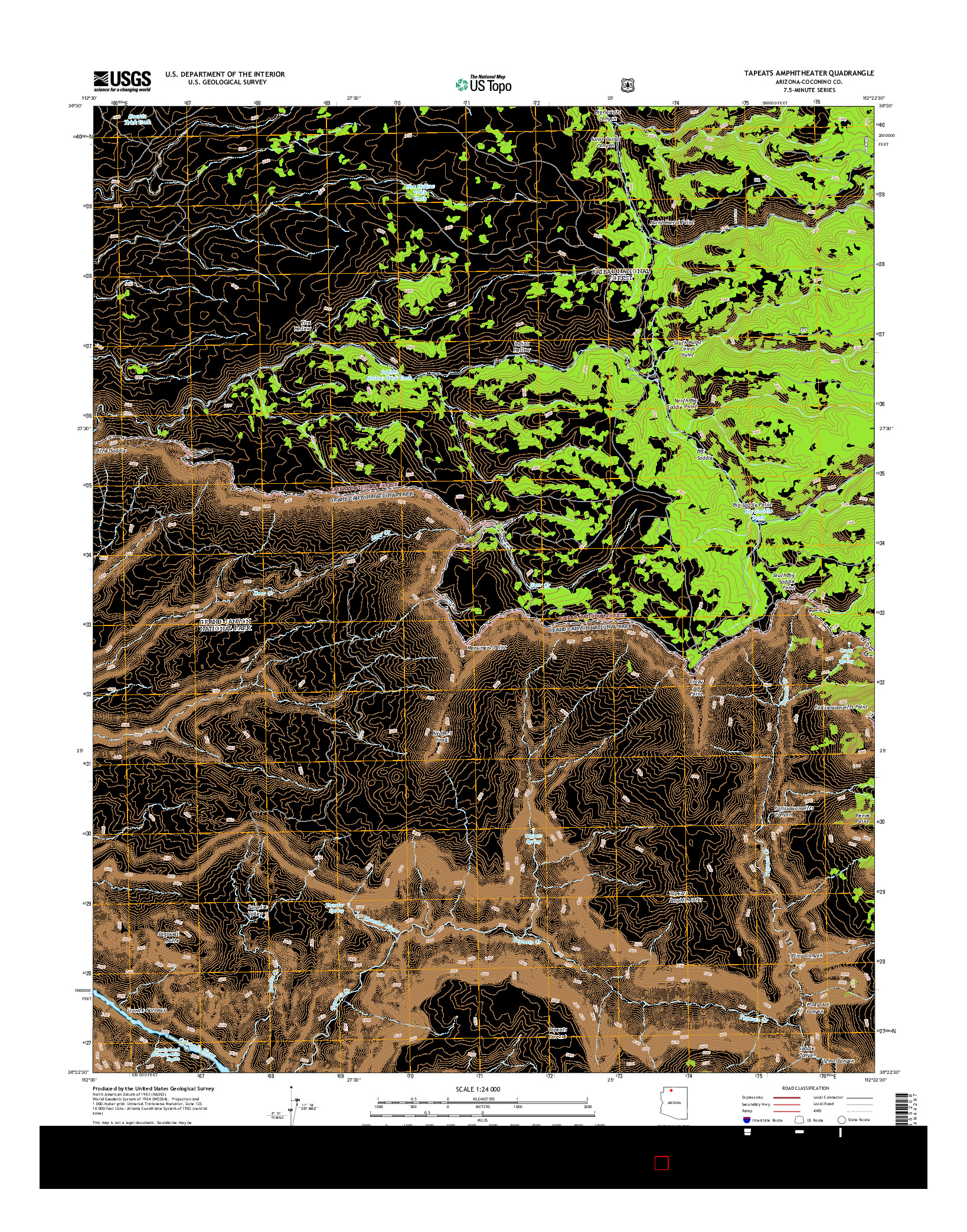 USGS US TOPO 7.5-MINUTE MAP FOR TAPEATS AMPHITHEATER, AZ 2014