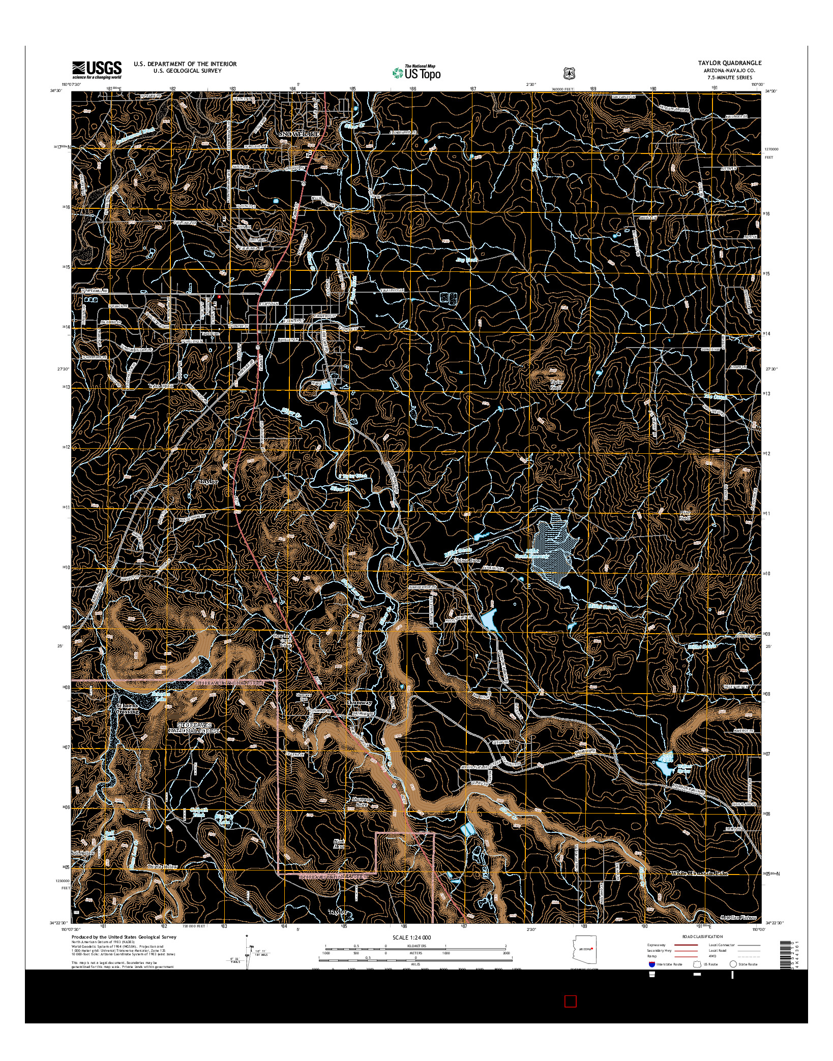 USGS US TOPO 7.5-MINUTE MAP FOR TAYLOR, AZ 2014