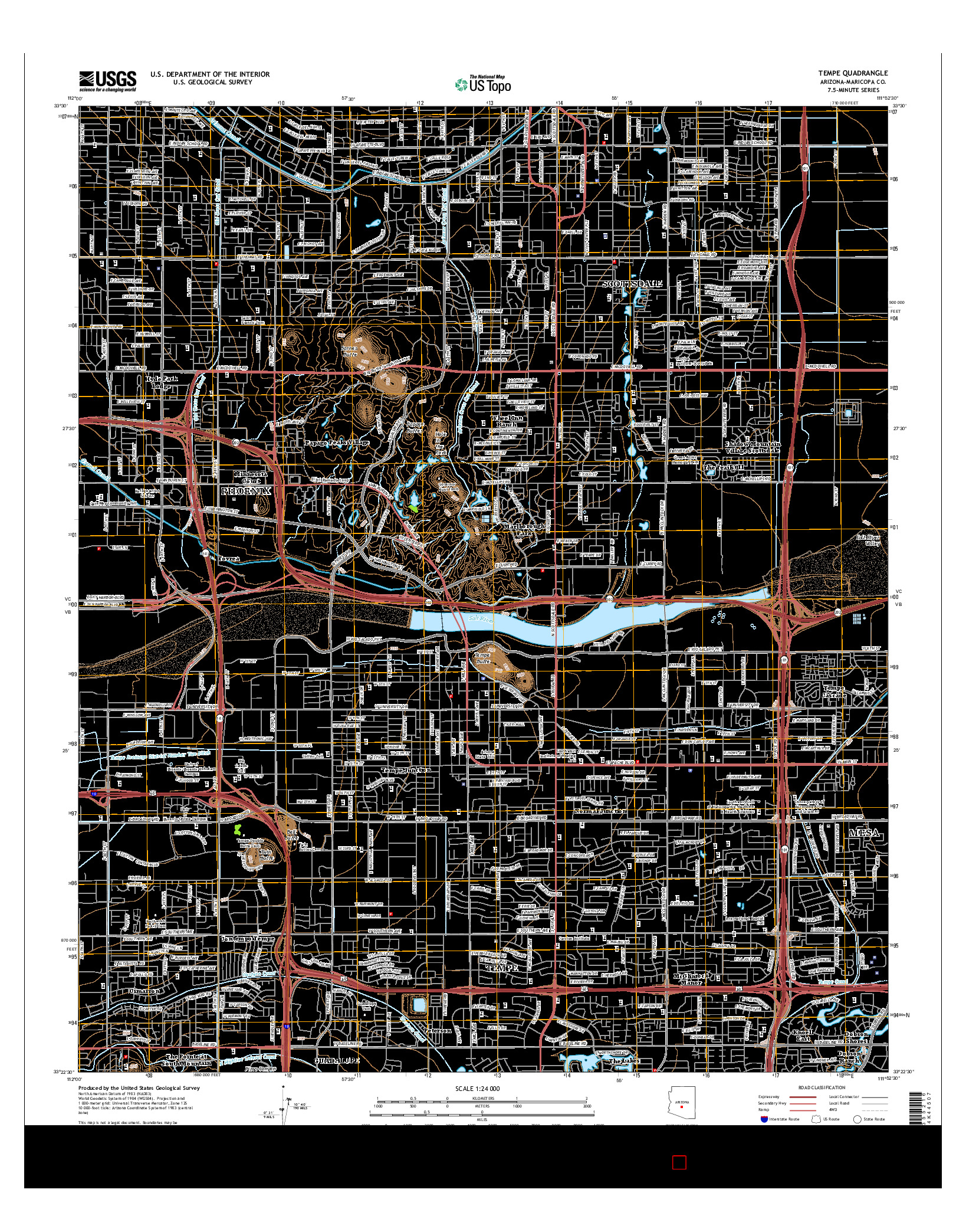 USGS US TOPO 7.5-MINUTE MAP FOR TEMPE, AZ 2014