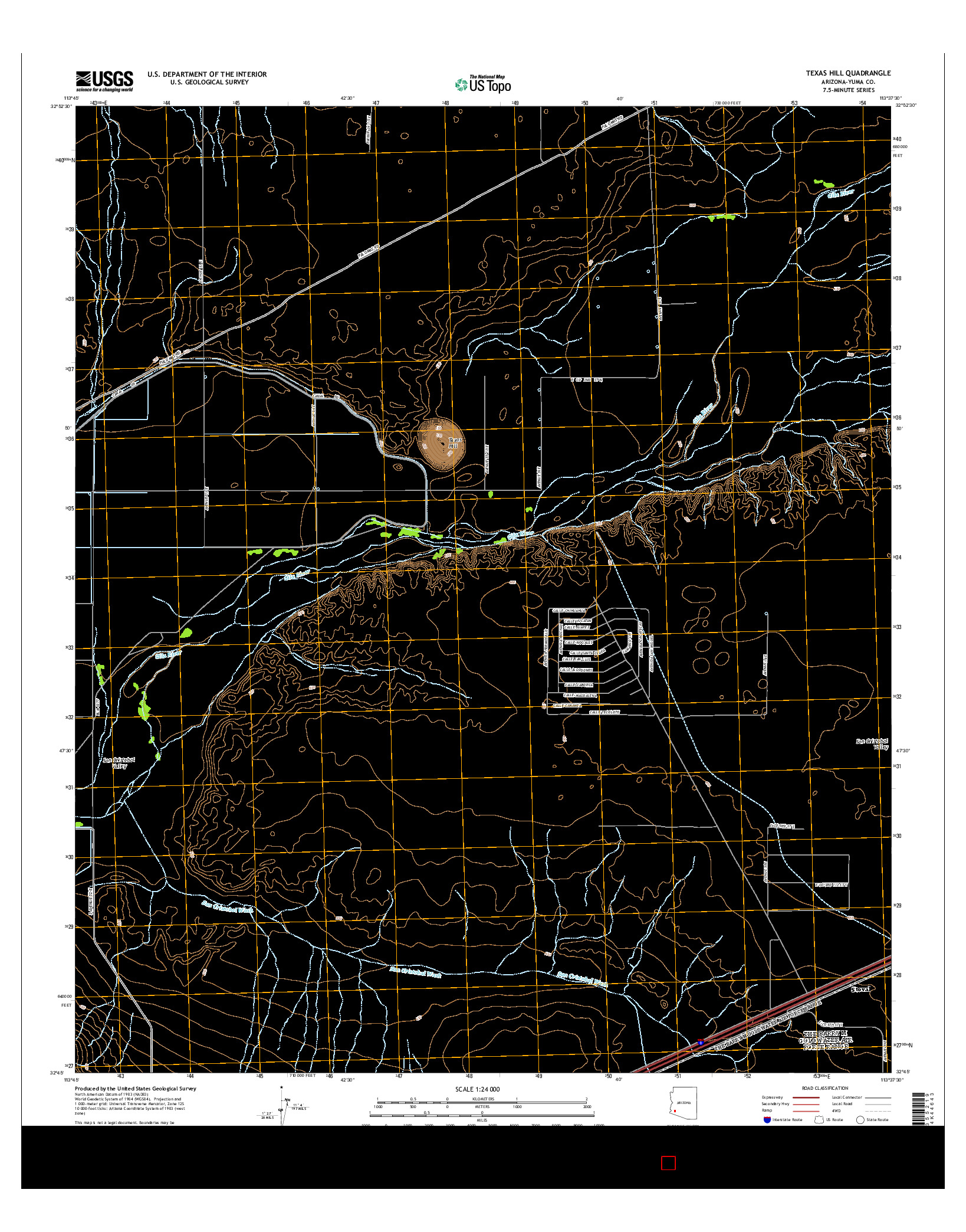USGS US TOPO 7.5-MINUTE MAP FOR TEXAS HILL, AZ 2014