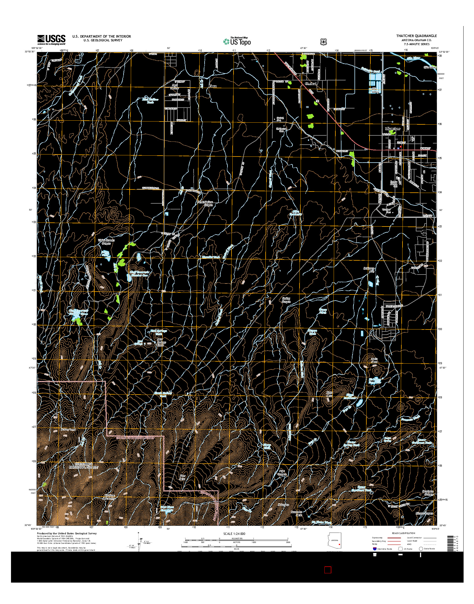 USGS US TOPO 7.5-MINUTE MAP FOR THATCHER, AZ 2014