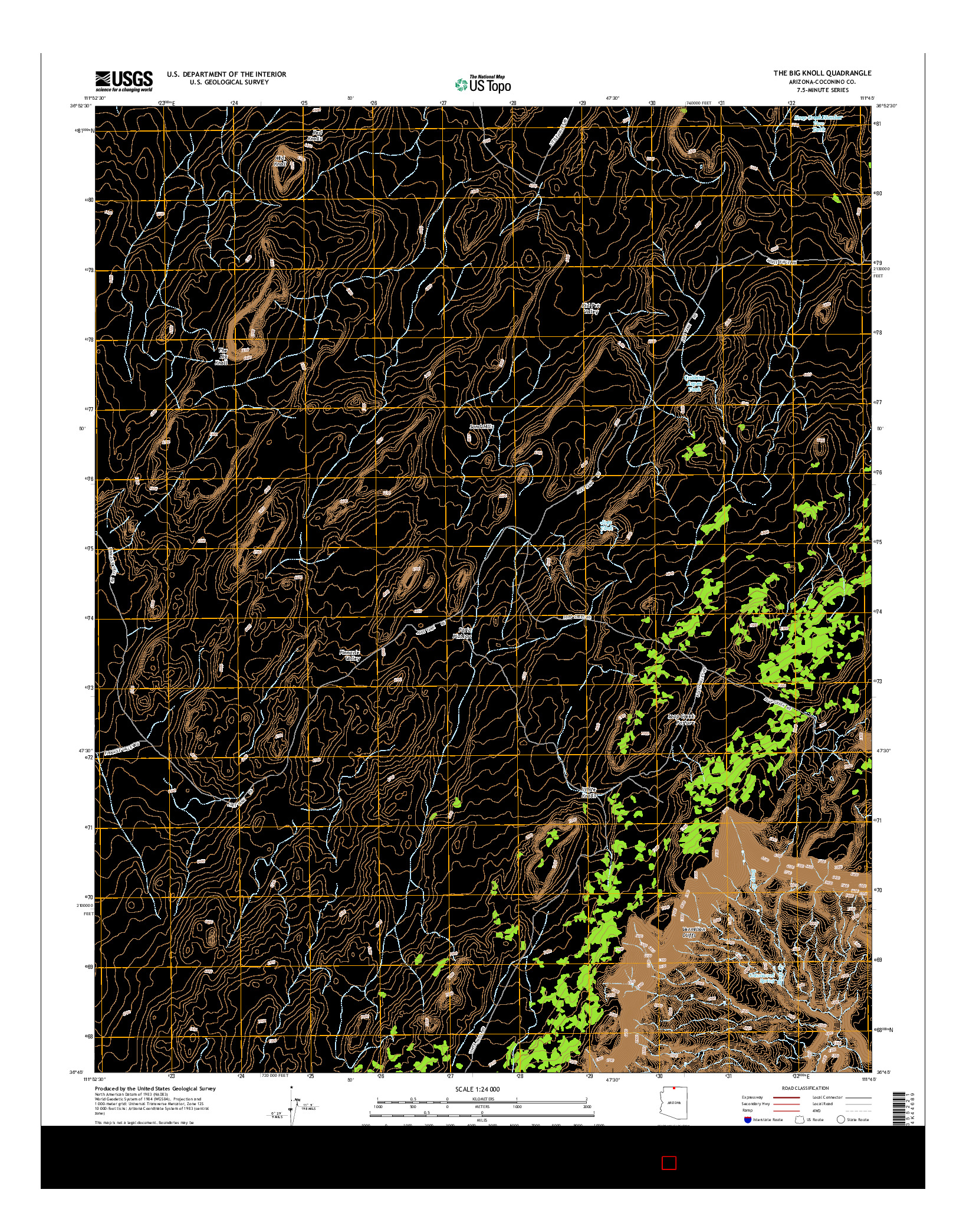 USGS US TOPO 7.5-MINUTE MAP FOR THE BIG KNOLL, AZ 2014