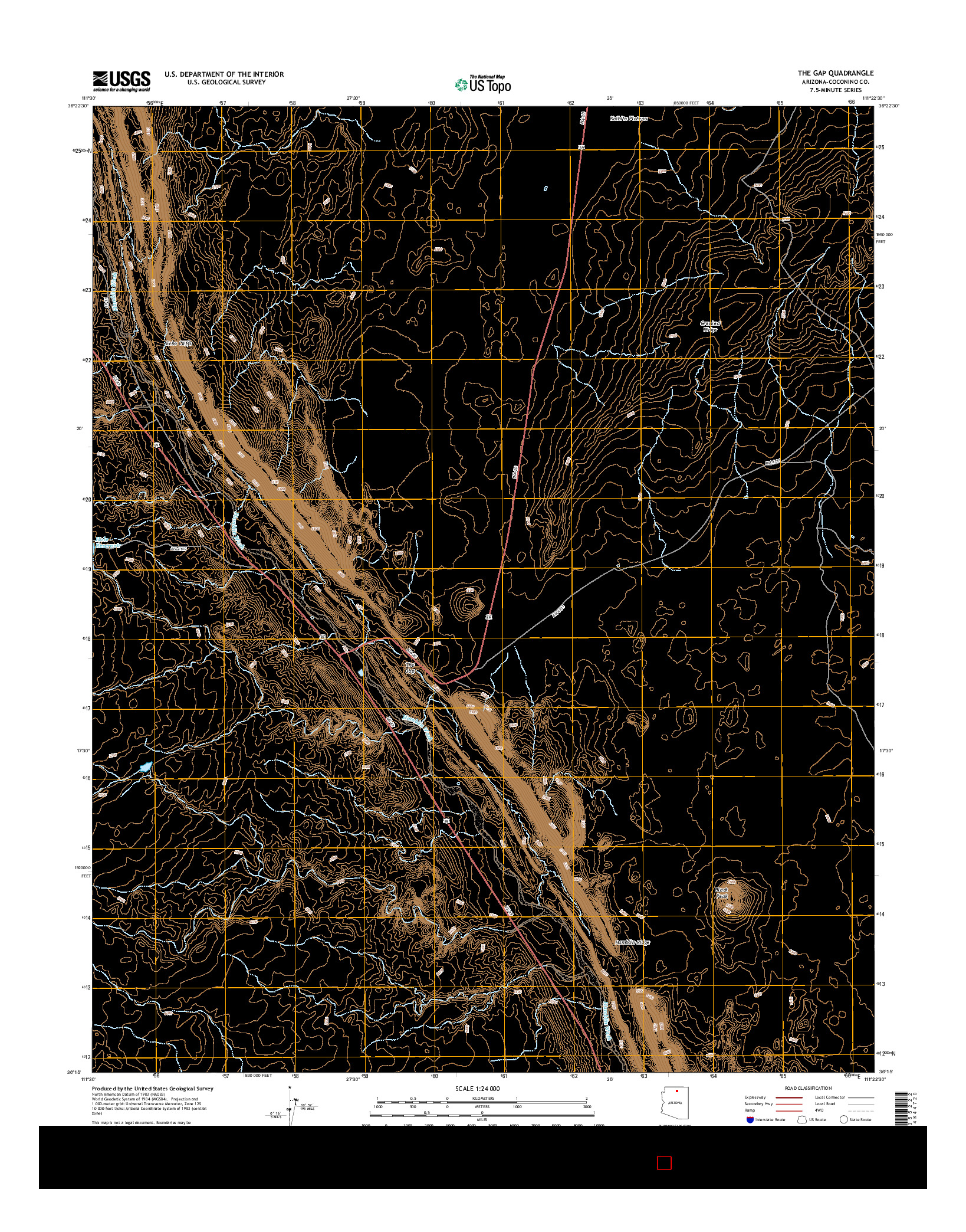 USGS US TOPO 7.5-MINUTE MAP FOR THE GAP, AZ 2014