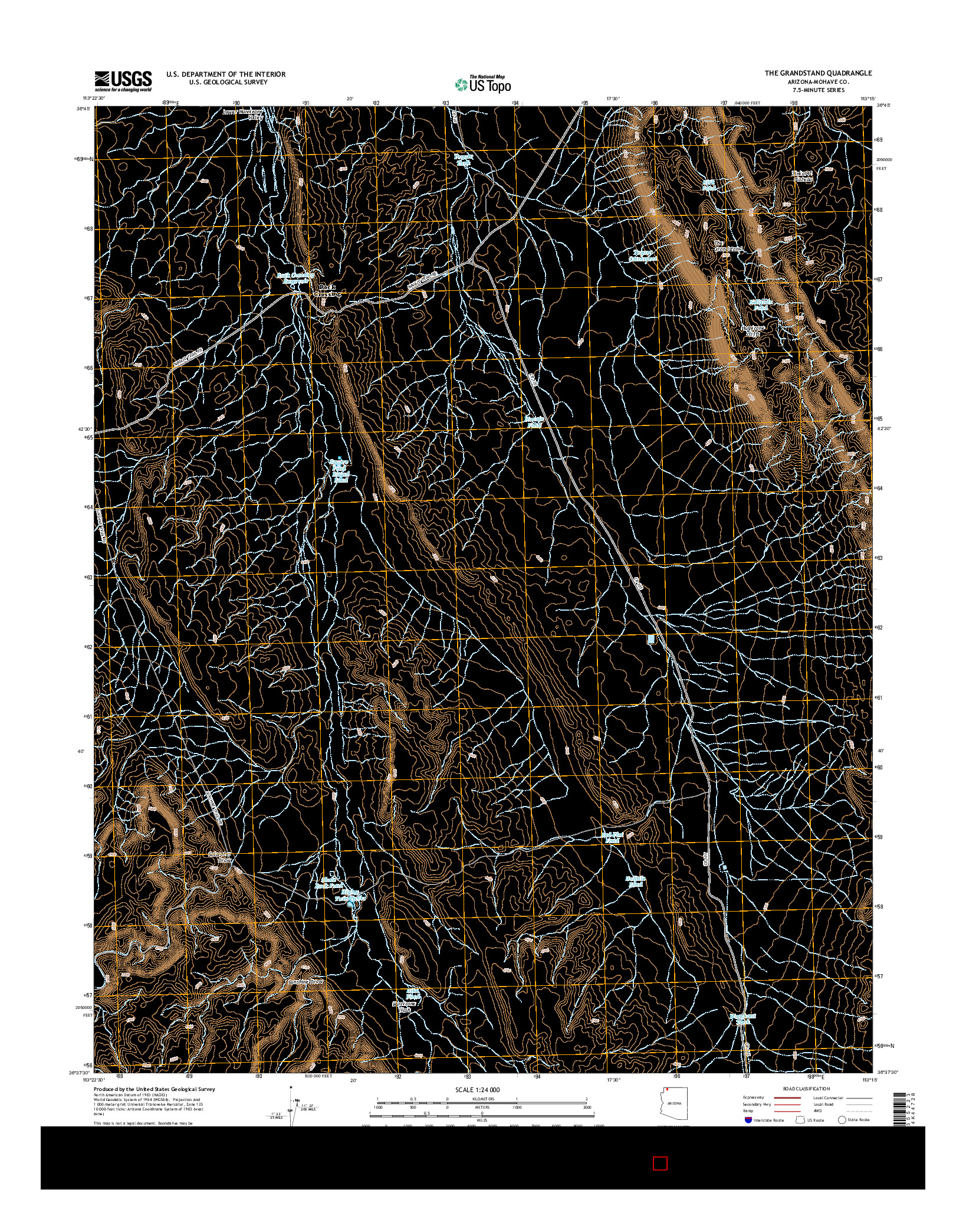 USGS US TOPO 7.5-MINUTE MAP FOR THE GRANDSTAND, AZ 2014