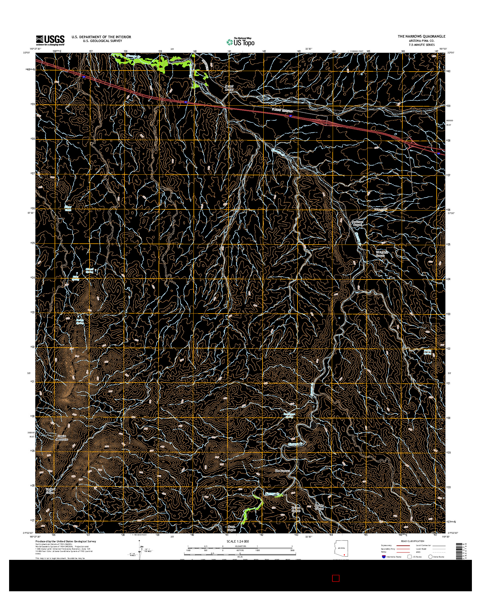 USGS US TOPO 7.5-MINUTE MAP FOR THE NARROWS, AZ 2014