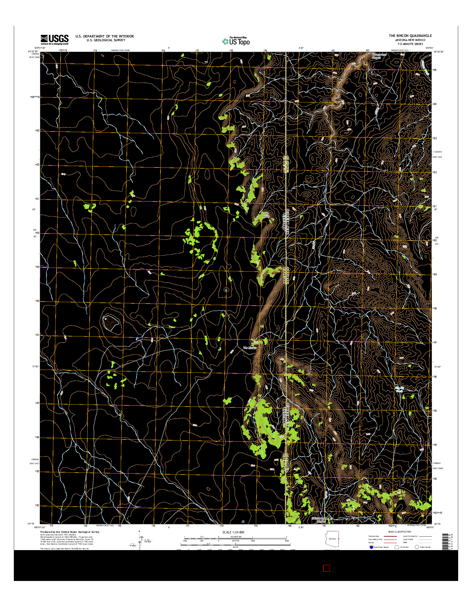 USGS US TOPO 7.5-MINUTE MAP FOR THE RINCON, AZ-NM 2014
