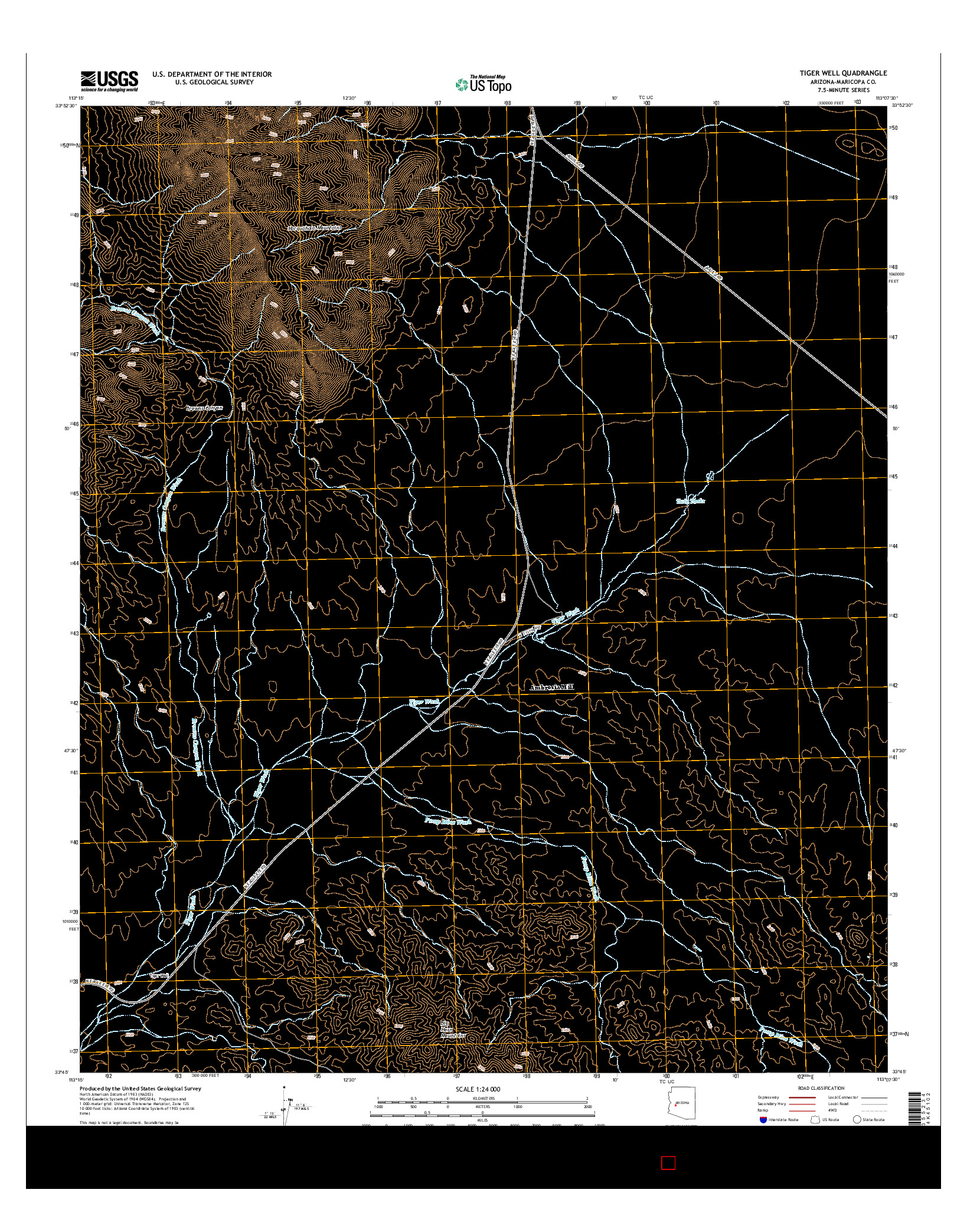 USGS US TOPO 7.5-MINUTE MAP FOR TIGER WELL, AZ 2014