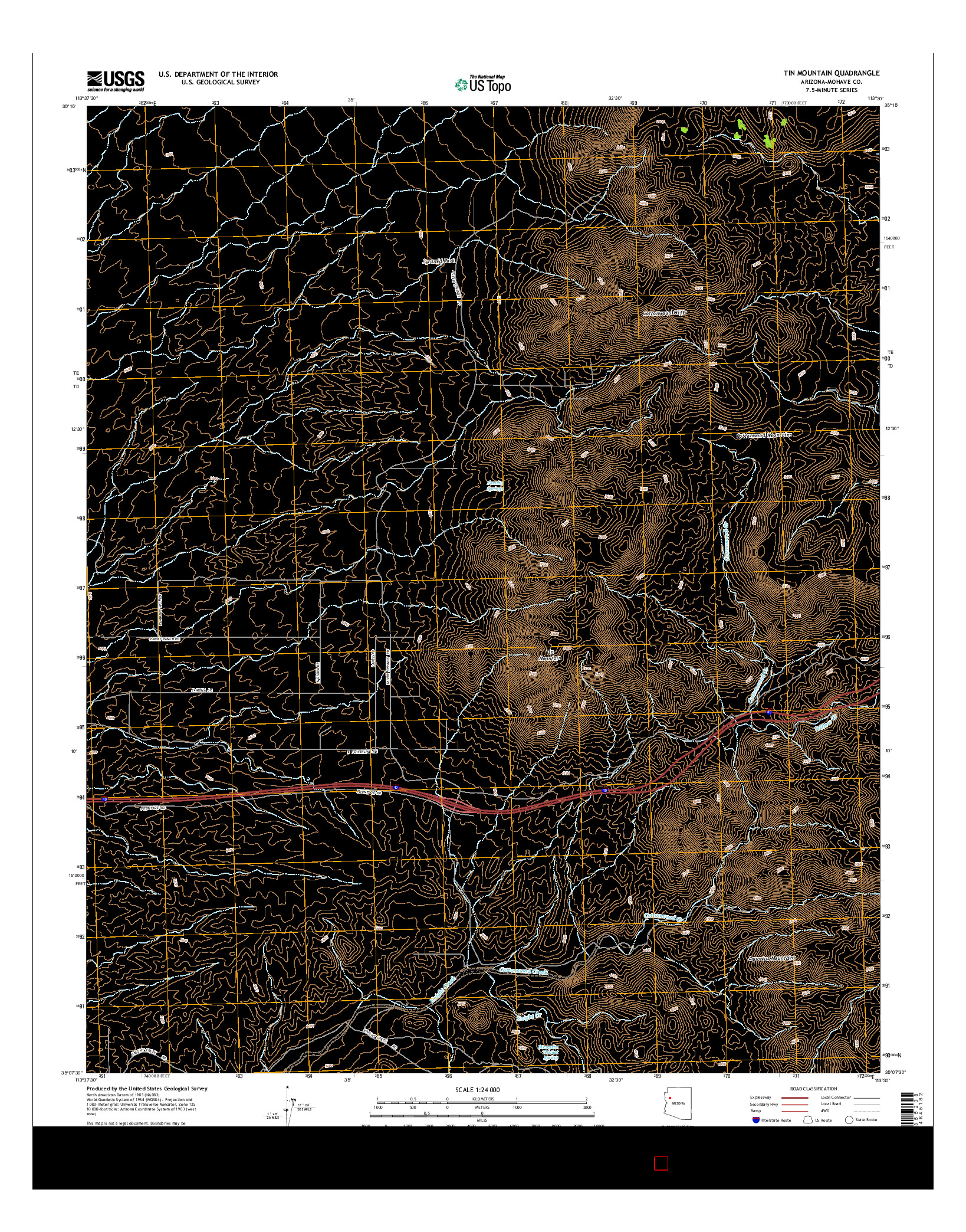 USGS US TOPO 7.5-MINUTE MAP FOR TIN MOUNTAIN, AZ 2014