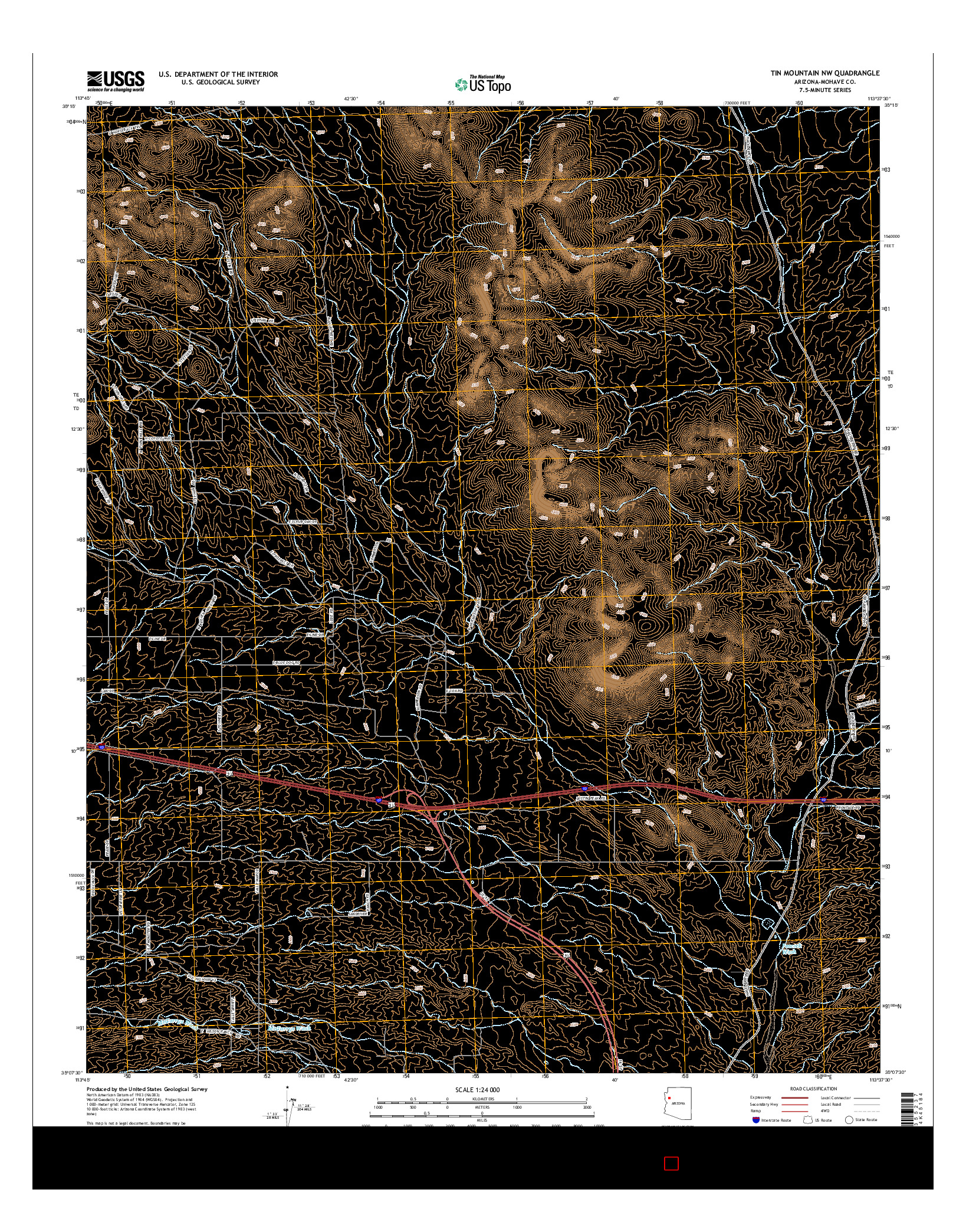 USGS US TOPO 7.5-MINUTE MAP FOR TIN MOUNTAIN NW, AZ 2014