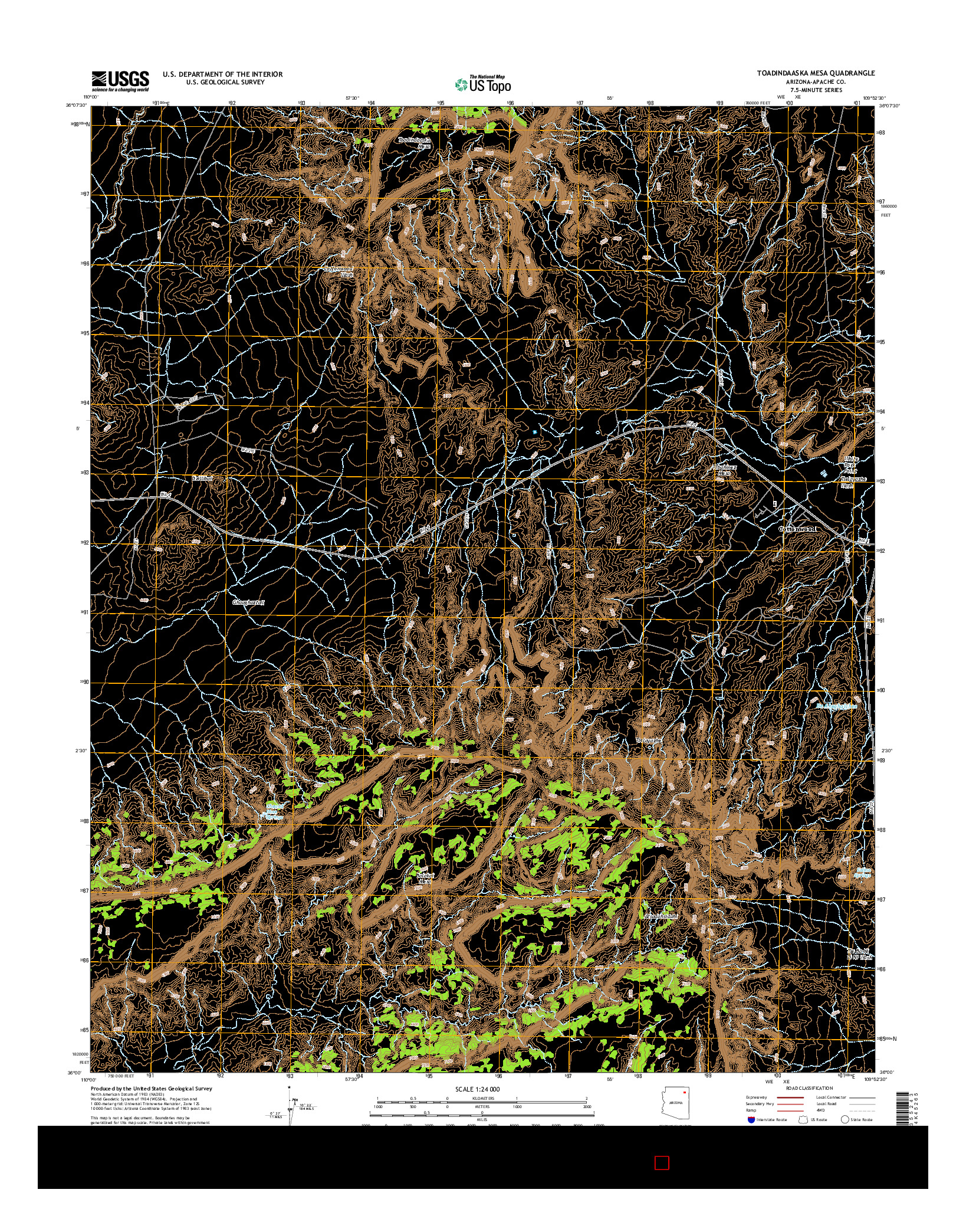 USGS US TOPO 7.5-MINUTE MAP FOR TOADINDAASKA MESA, AZ 2014