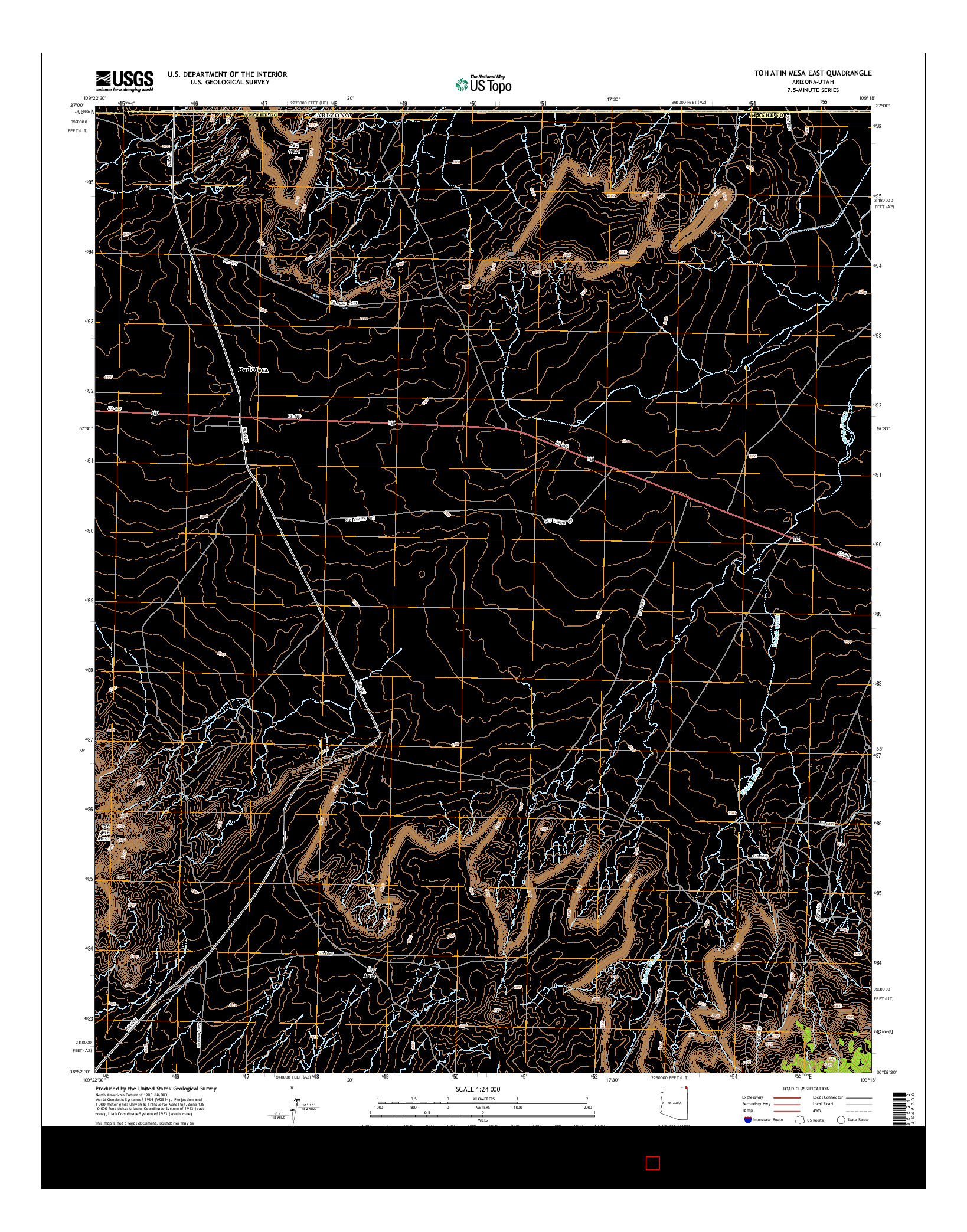 USGS US TOPO 7.5-MINUTE MAP FOR TOH ATIN MESA EAST, AZ-UT 2014