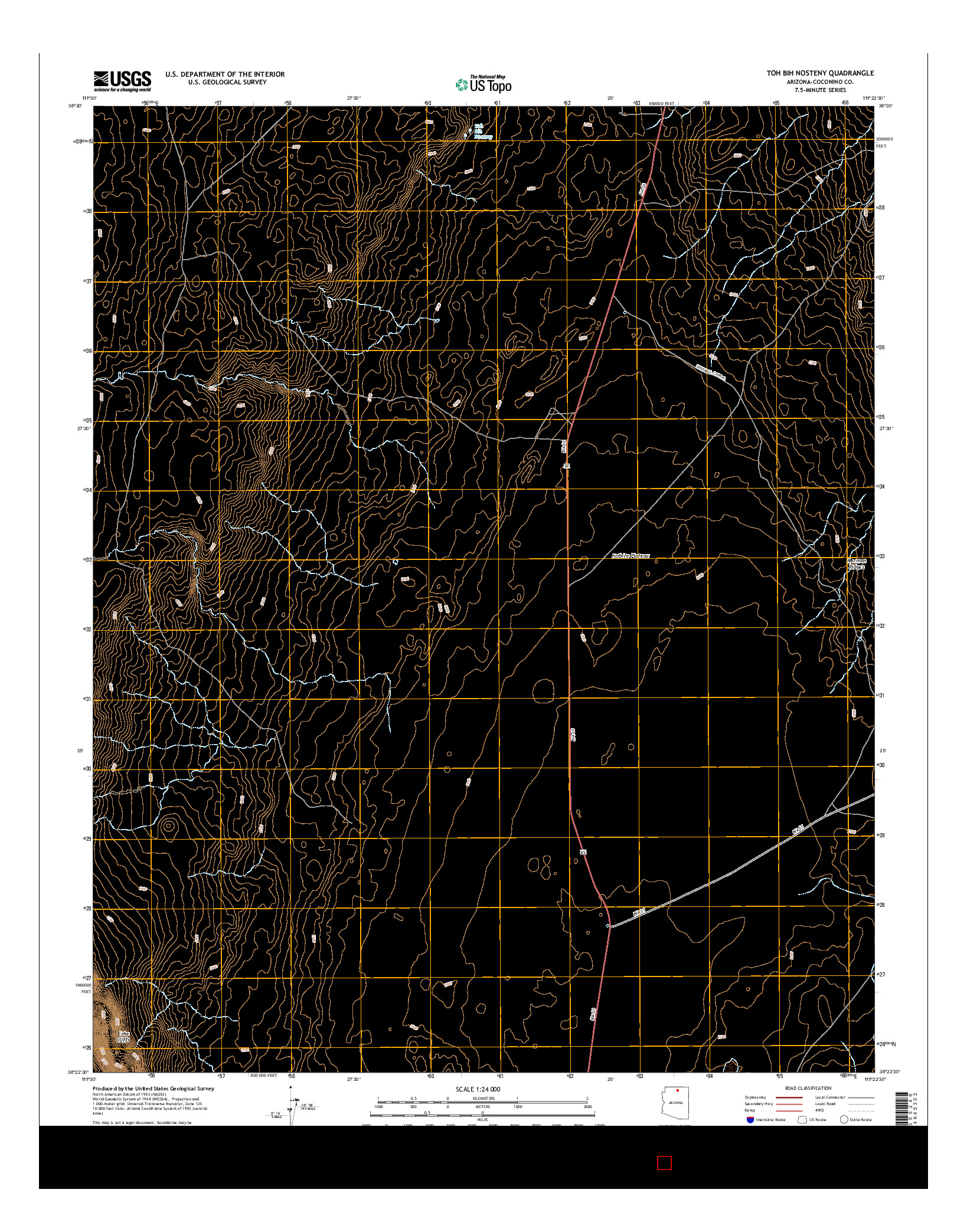 USGS US TOPO 7.5-MINUTE MAP FOR TOH BIH NOSTENY, AZ 2014