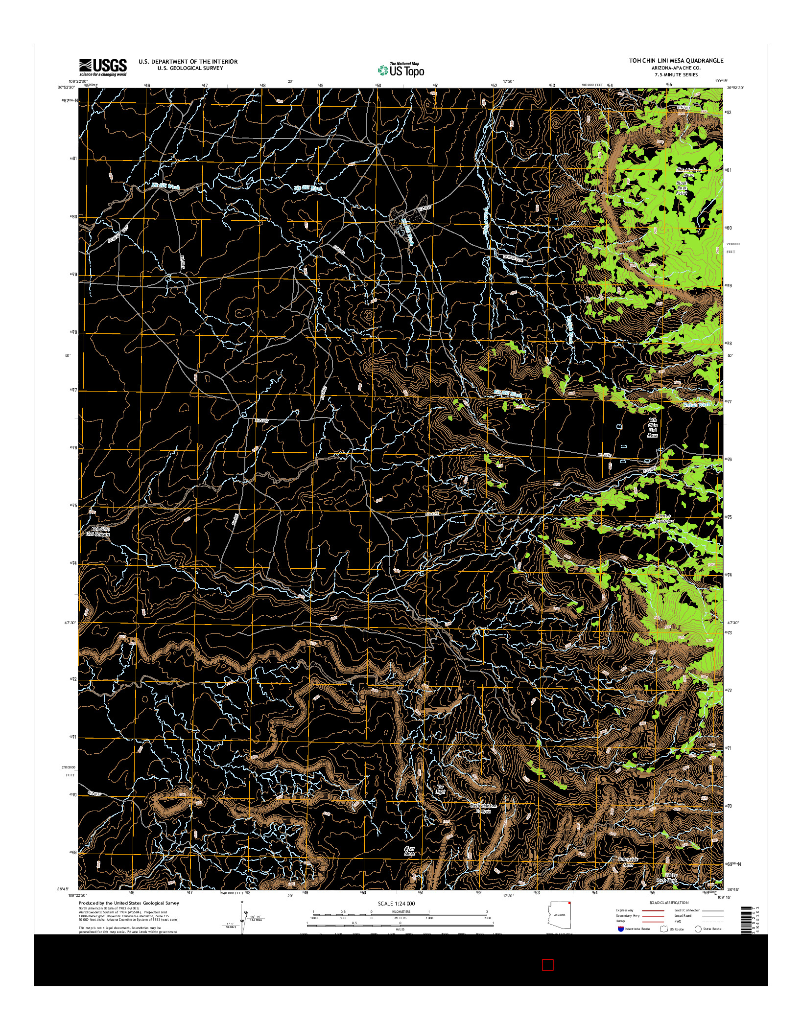 USGS US TOPO 7.5-MINUTE MAP FOR TOH CHIN LINI MESA, AZ 2014