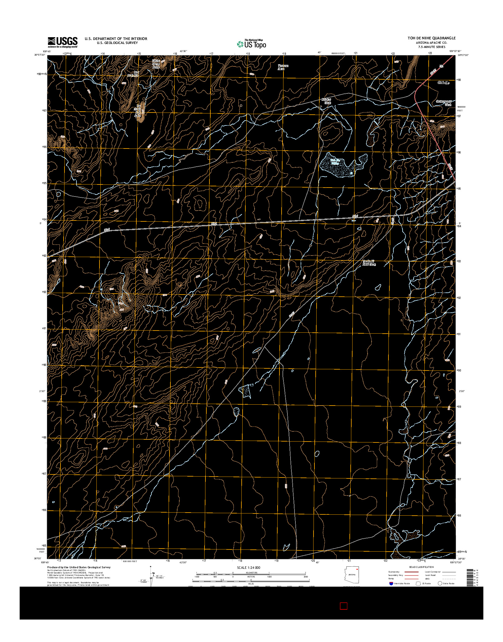 USGS US TOPO 7.5-MINUTE MAP FOR TOH DE NIIHE, AZ 2014