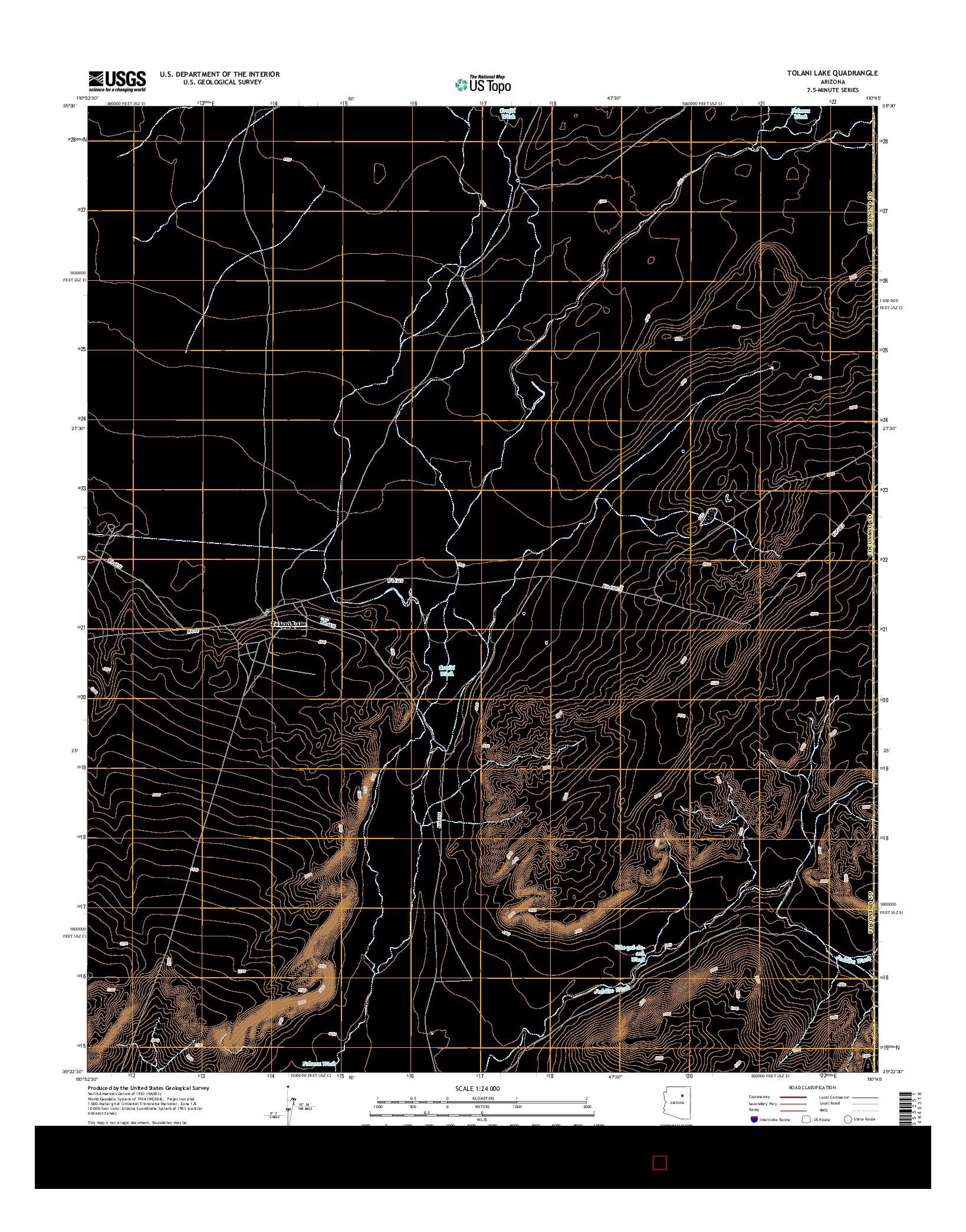 USGS US TOPO 7.5-MINUTE MAP FOR TOLANI LAKE, AZ 2014