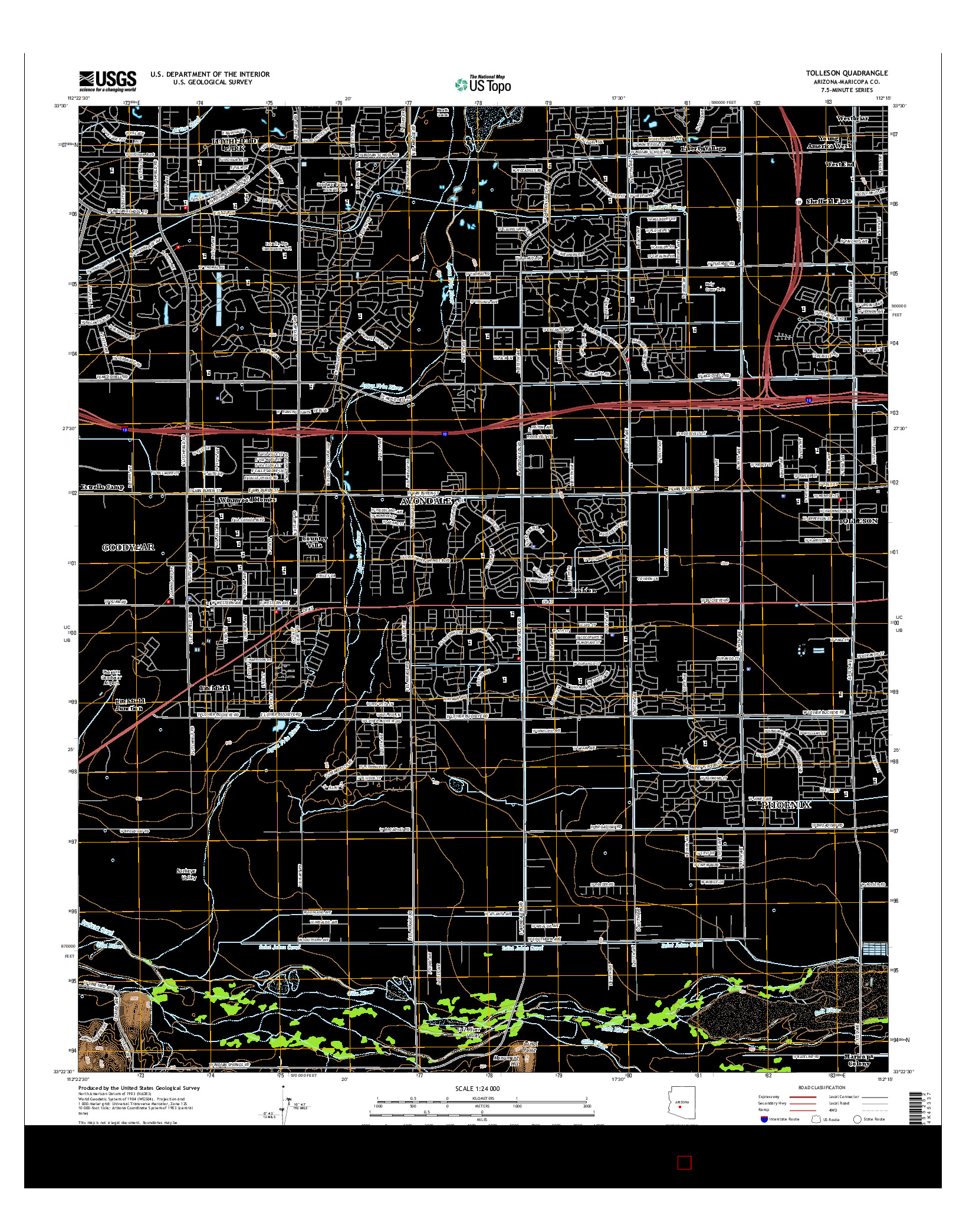 USGS US TOPO 7.5-MINUTE MAP FOR TOLLESON, AZ 2014