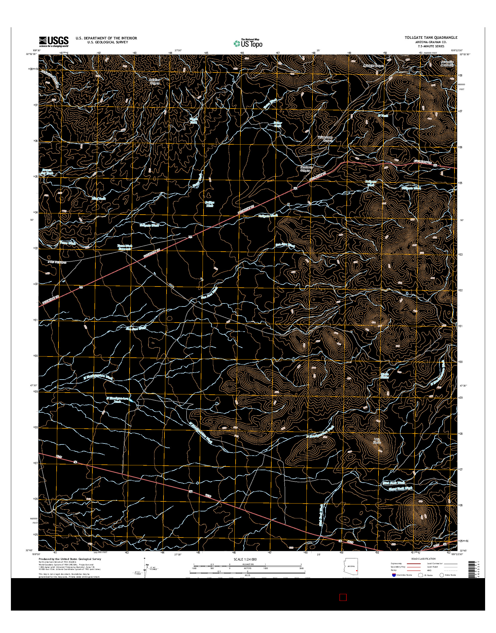 USGS US TOPO 7.5-MINUTE MAP FOR TOLLGATE TANK, AZ 2014