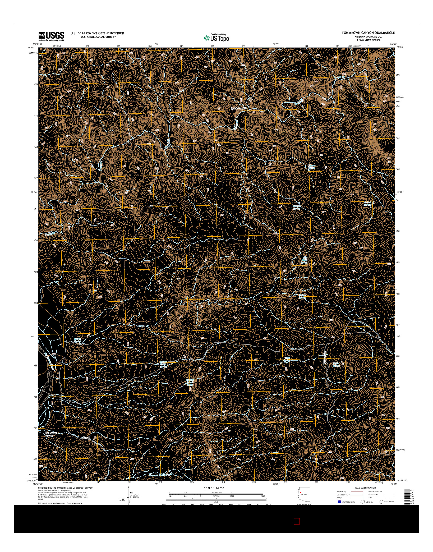 USGS US TOPO 7.5-MINUTE MAP FOR TOM BROWN CANYON, AZ 2014