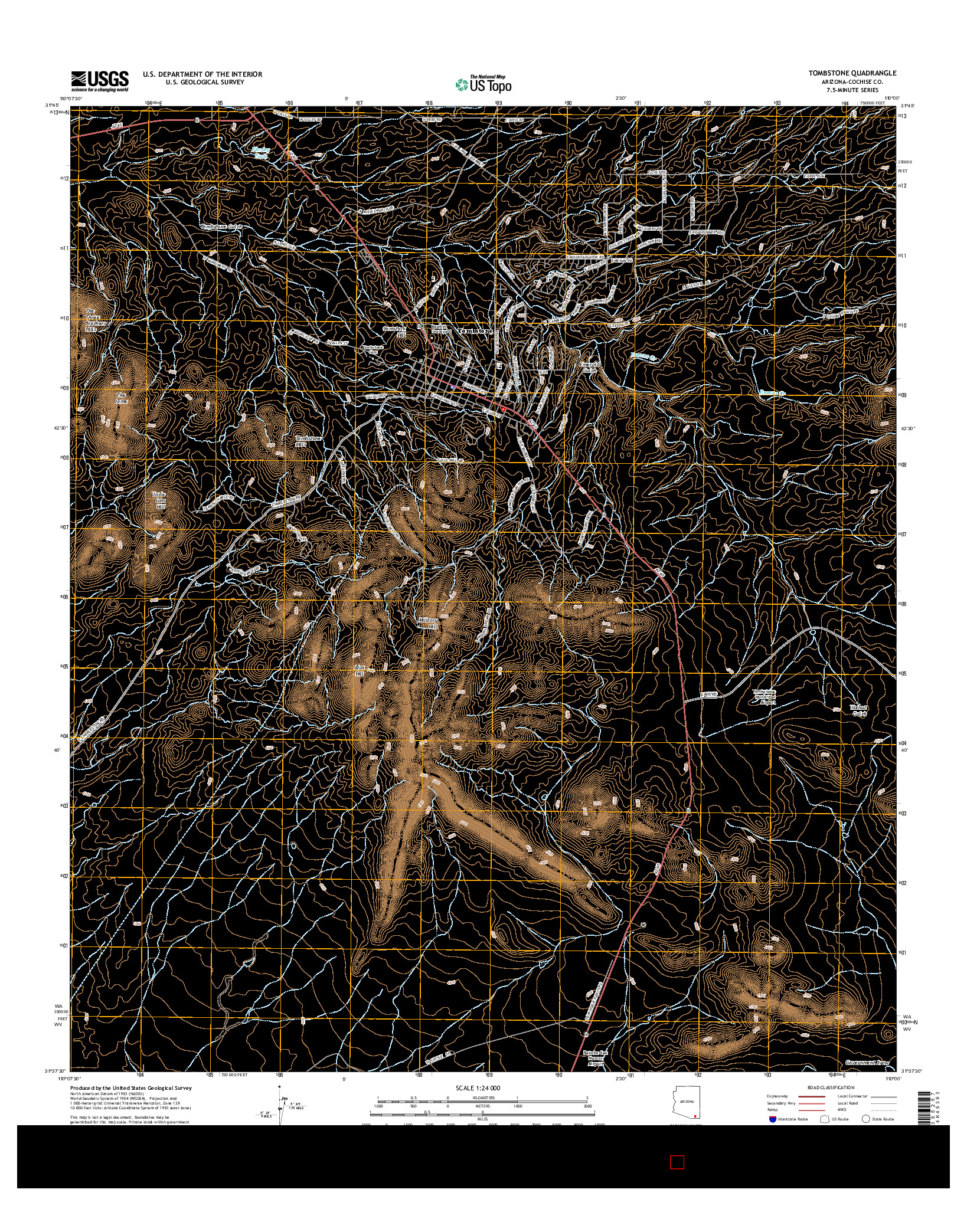 USGS US TOPO 7.5-MINUTE MAP FOR TOMBSTONE, AZ 2014