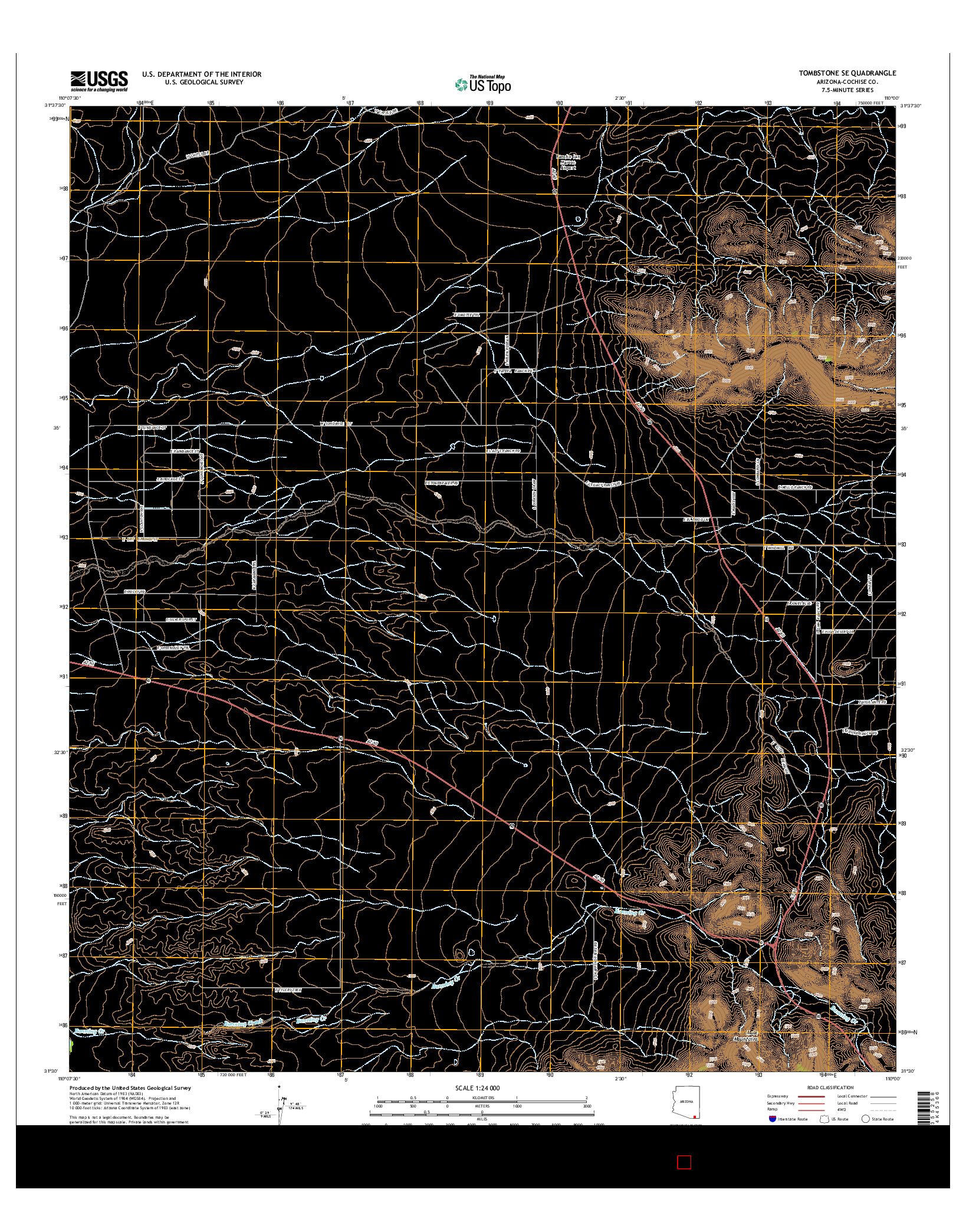 USGS US TOPO 7.5-MINUTE MAP FOR TOMBSTONE SE, AZ 2014