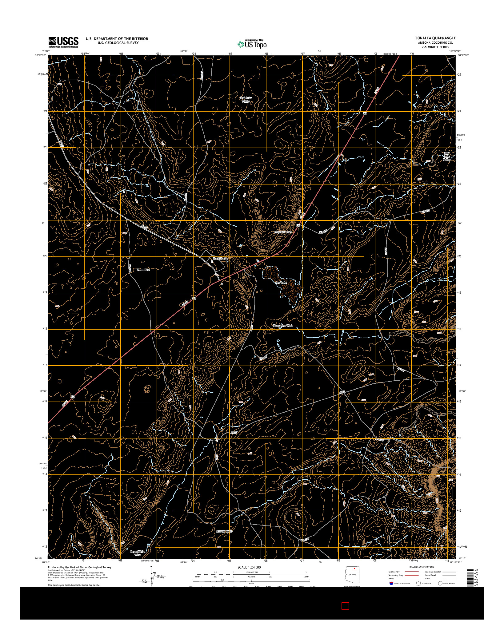 USGS US TOPO 7.5-MINUTE MAP FOR TONALEA, AZ 2014