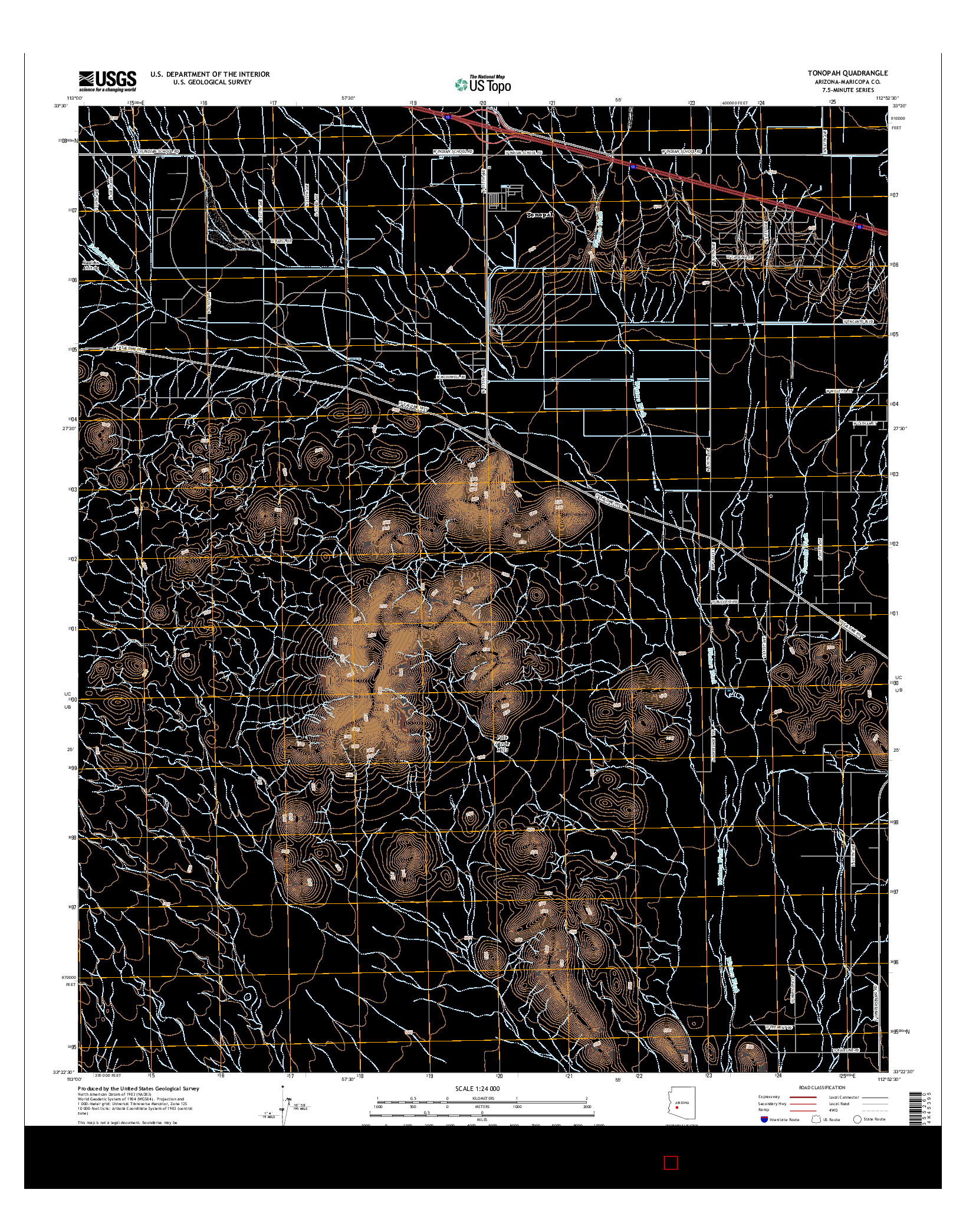 USGS US TOPO 7.5-MINUTE MAP FOR TONOPAH, AZ 2014