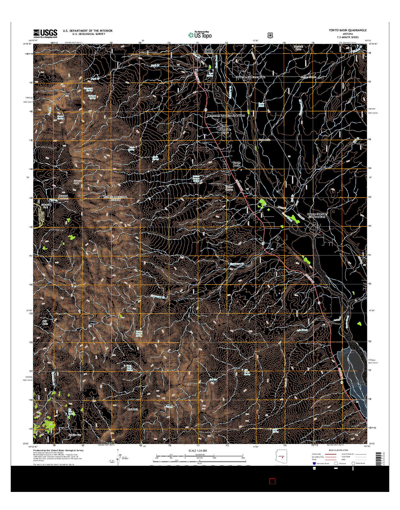 USGS US TOPO 7.5-MINUTE MAP FOR TONTO BASIN, AZ 2014