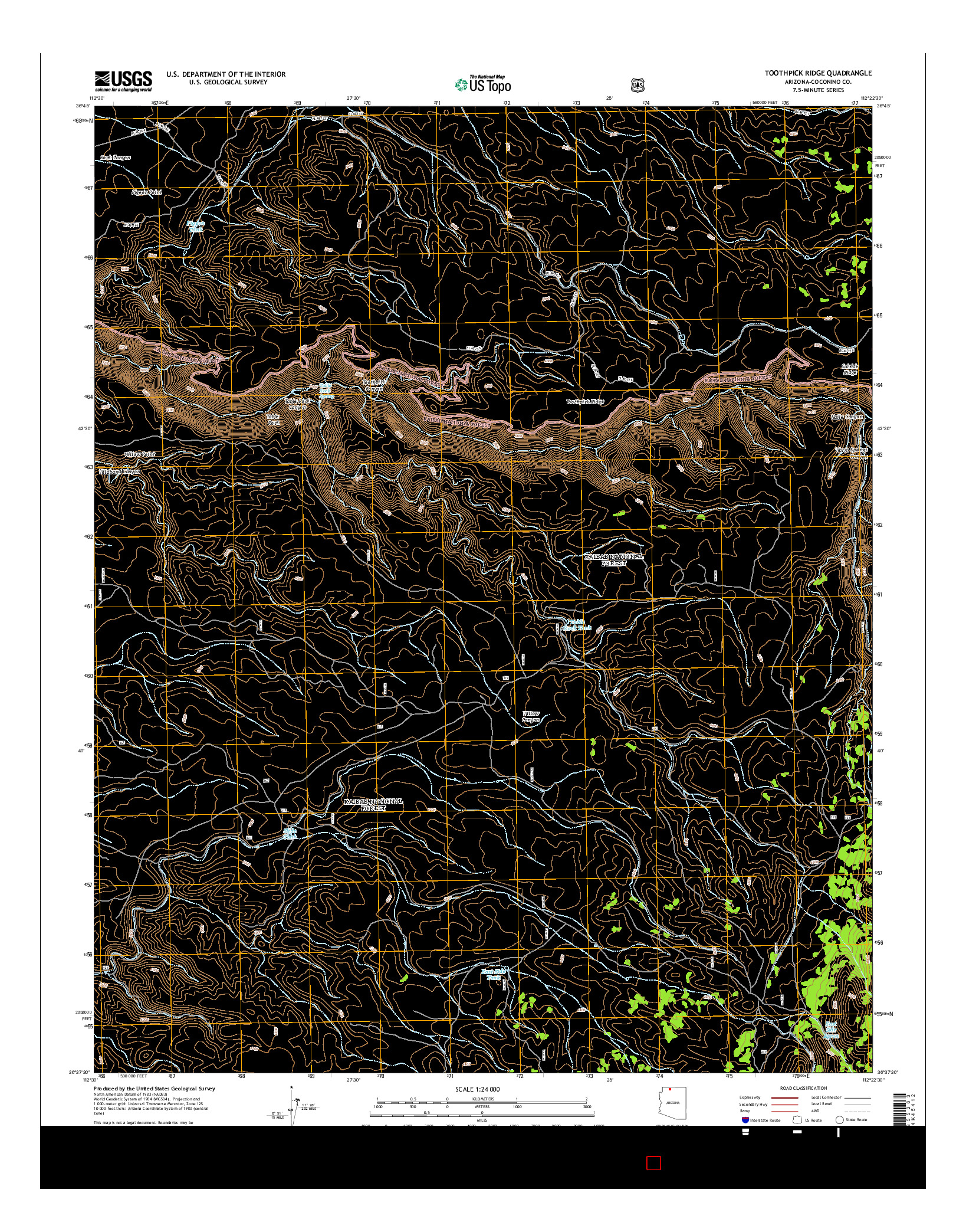 USGS US TOPO 7.5-MINUTE MAP FOR TOOTHPICK RIDGE, AZ 2014